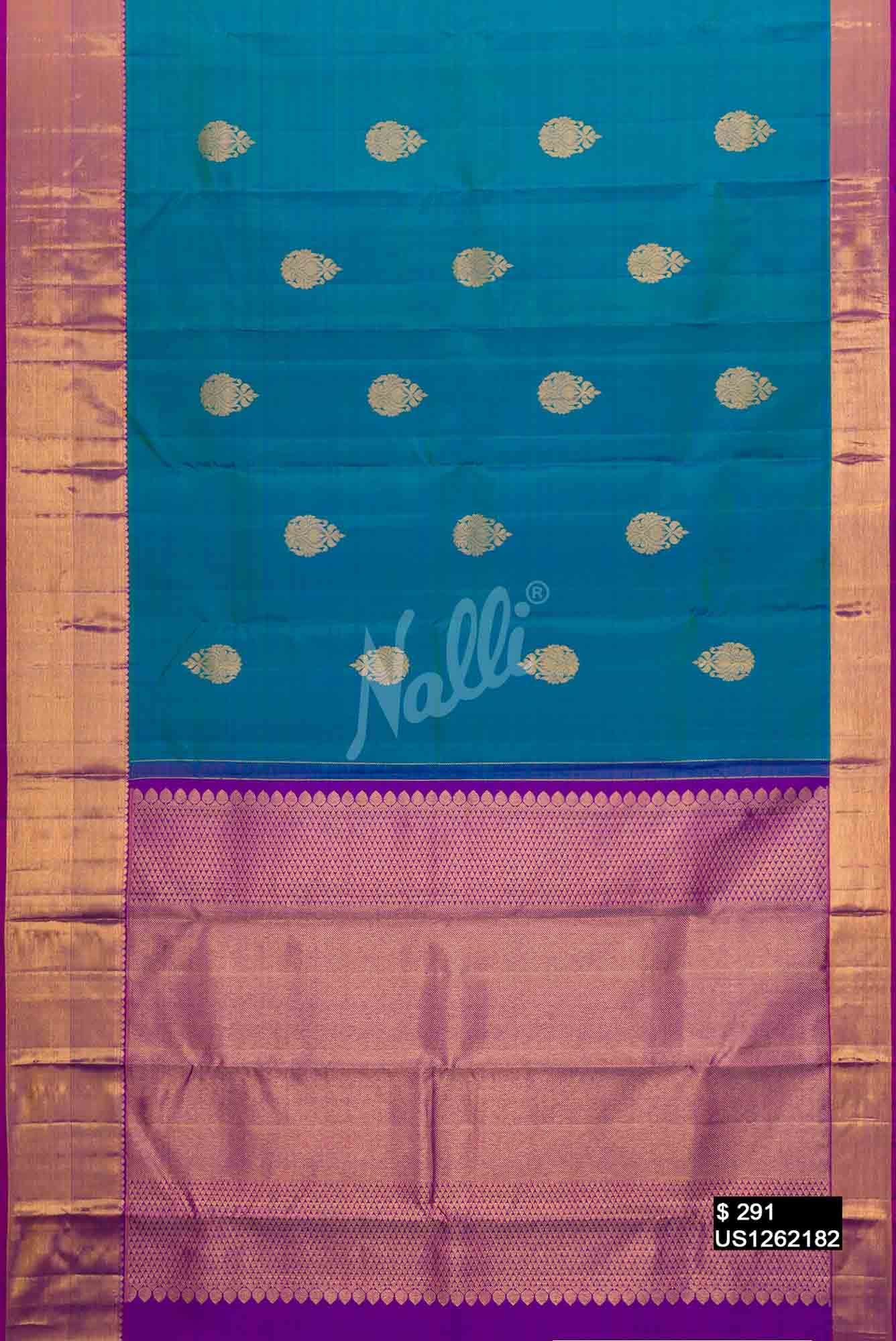 Peacock Blue Kanchipuram Silk Saree
