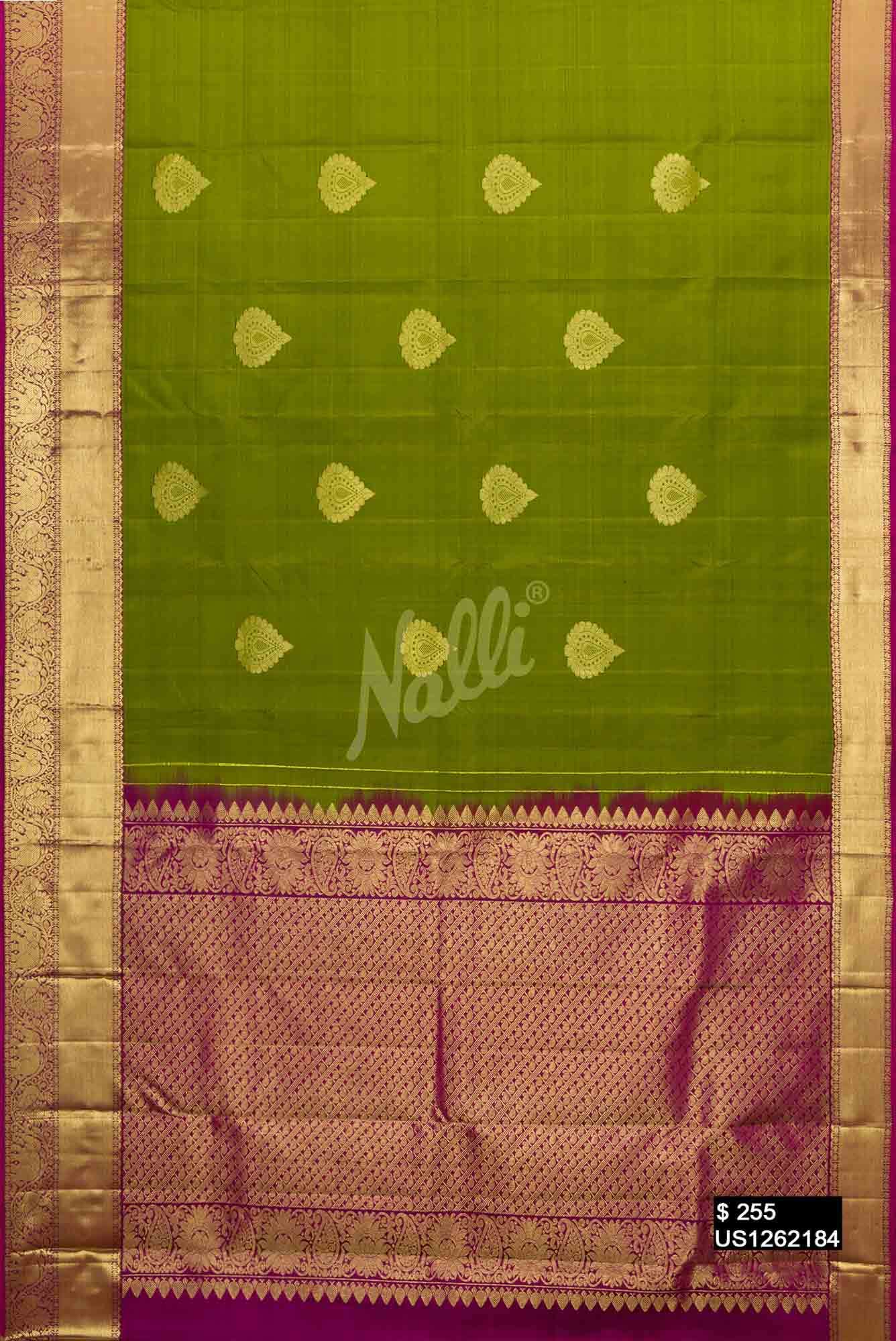 Mehandi Green Kanchipuram Silk Saree