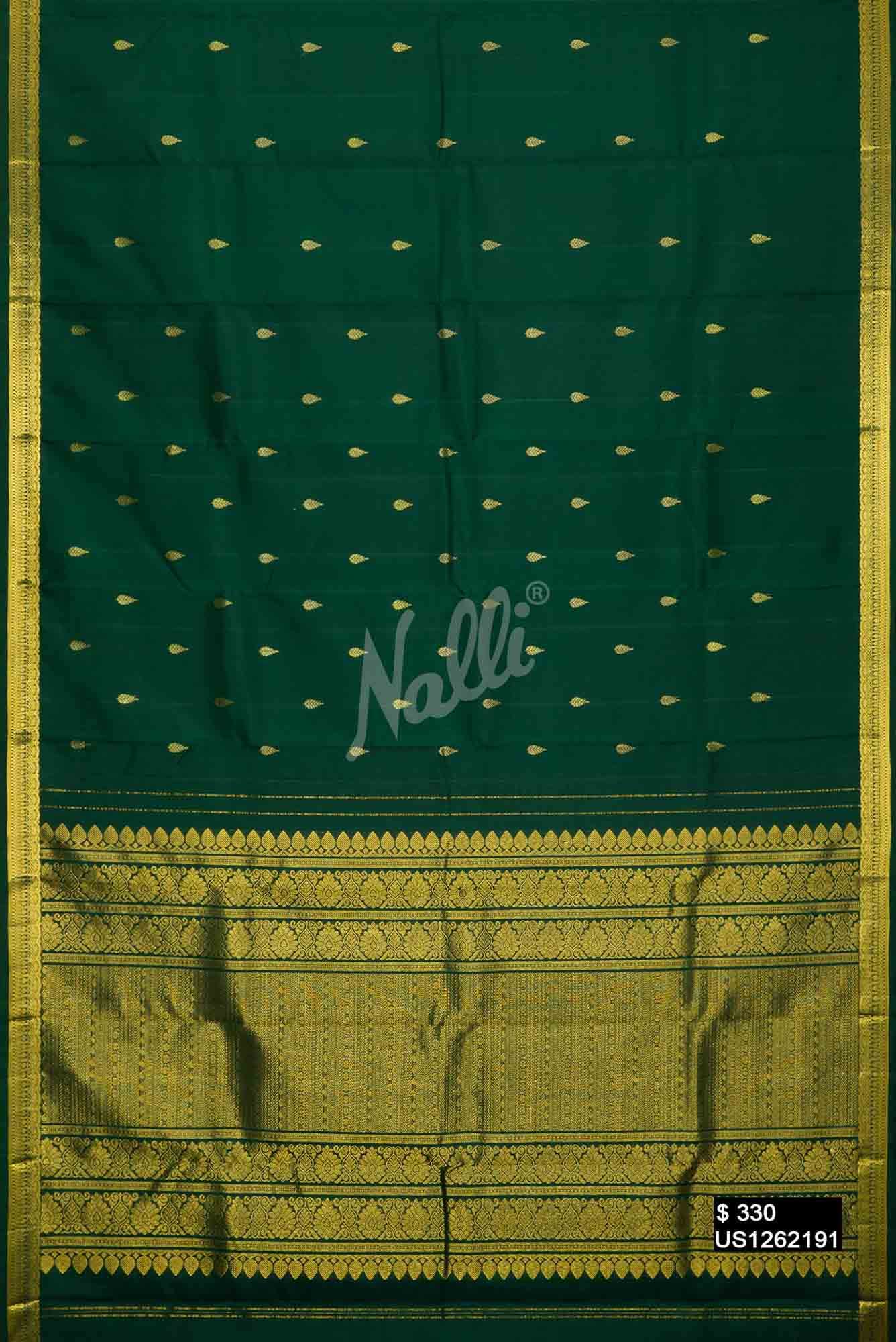 Bottle Green Kanchipuram Silk Saree