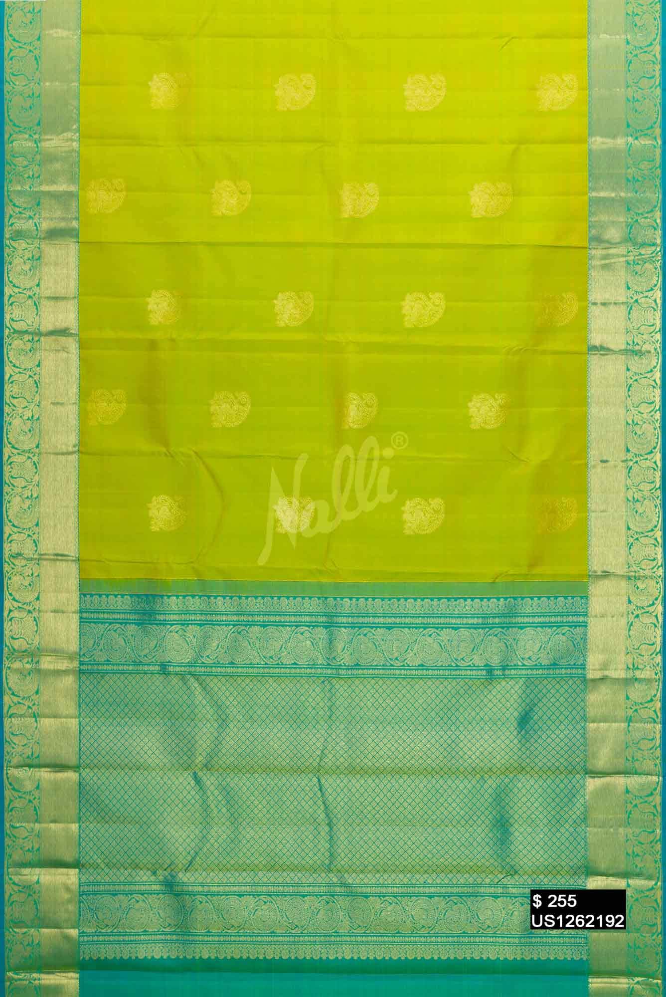 Parrot Green Kanchipuram Silk Saree