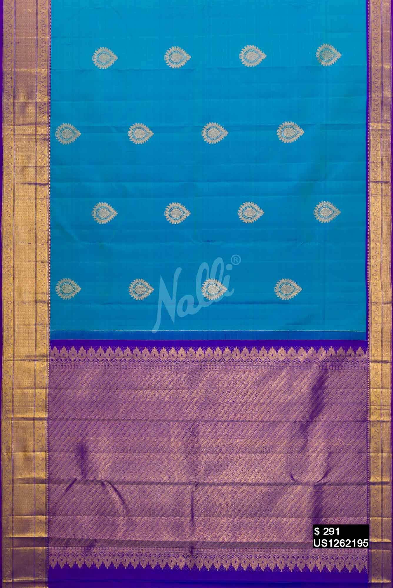 Peacock Blue Kanchipuram Silk Saree