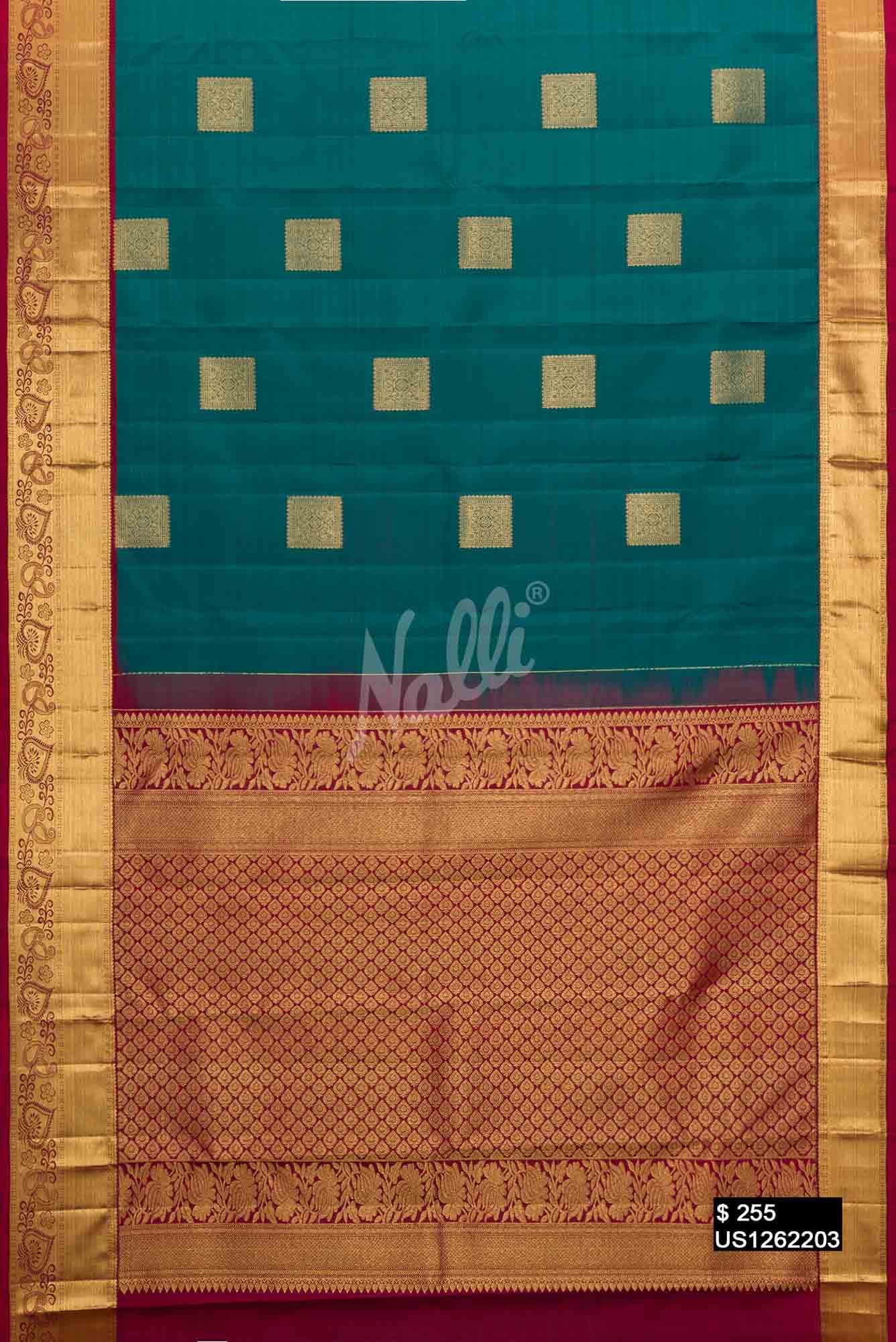Bottle Green Kanchipuram Silk Saree