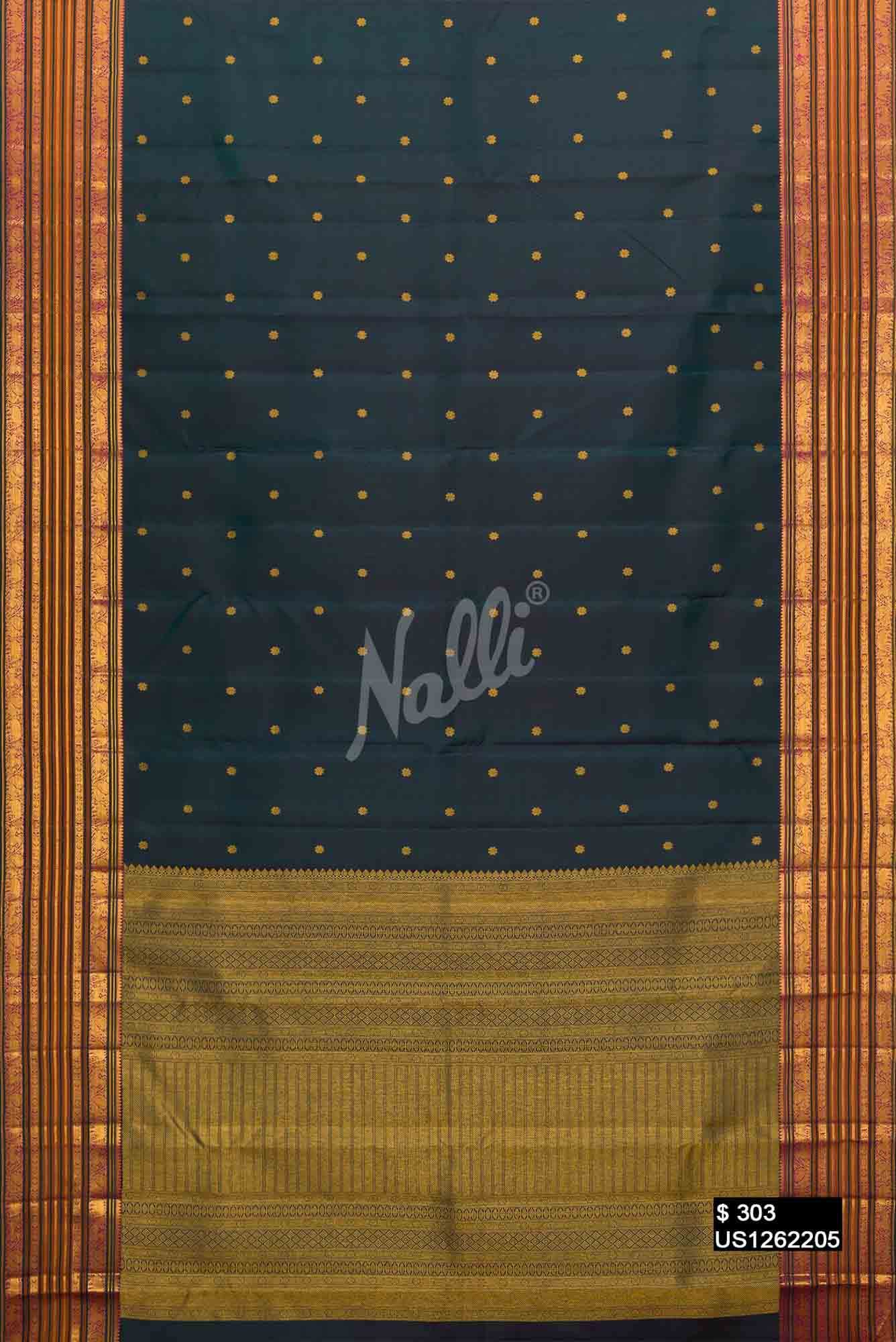Bottle Green Kanchipuram Silk Saree