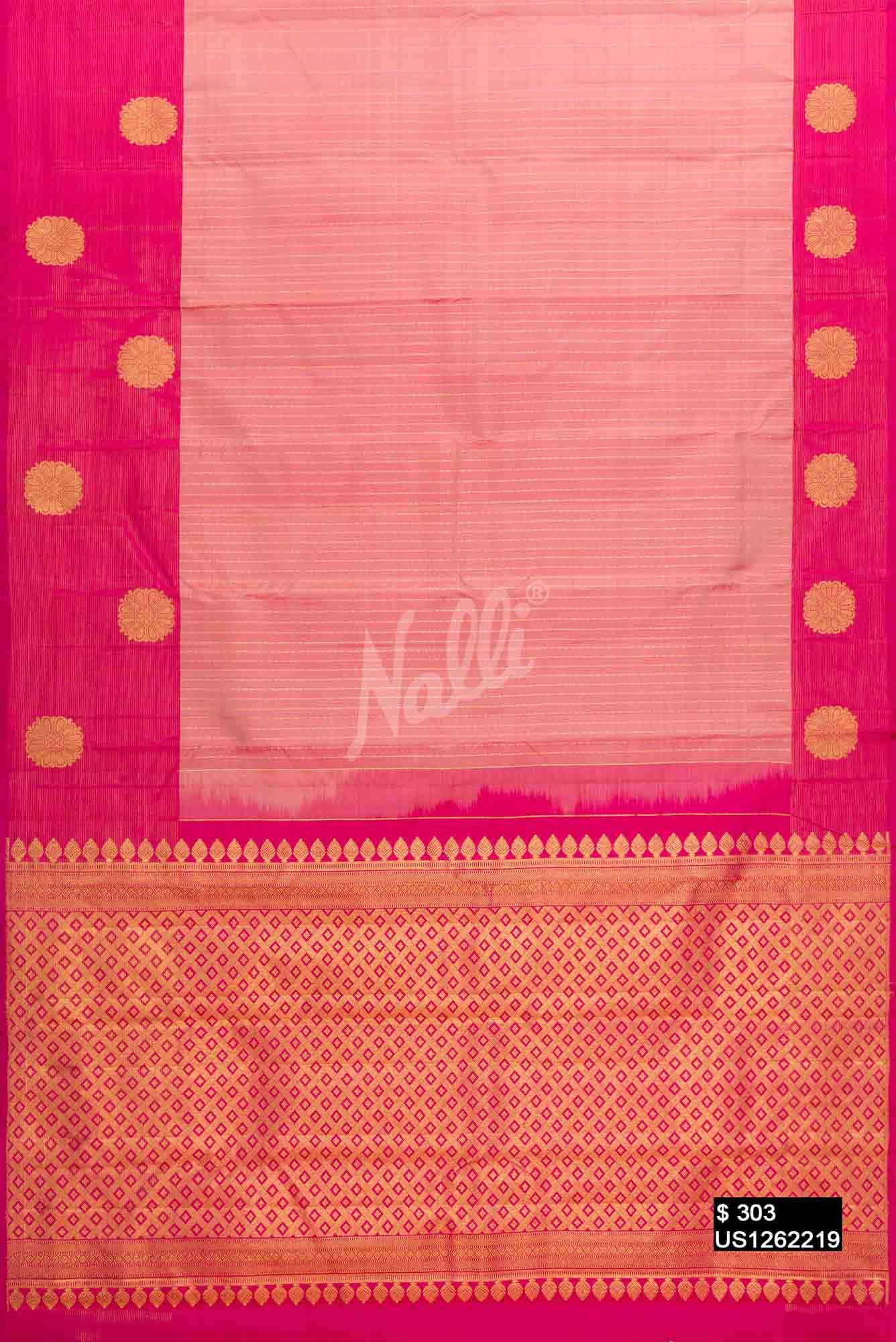 Peach Kanchipuram Silk Saree