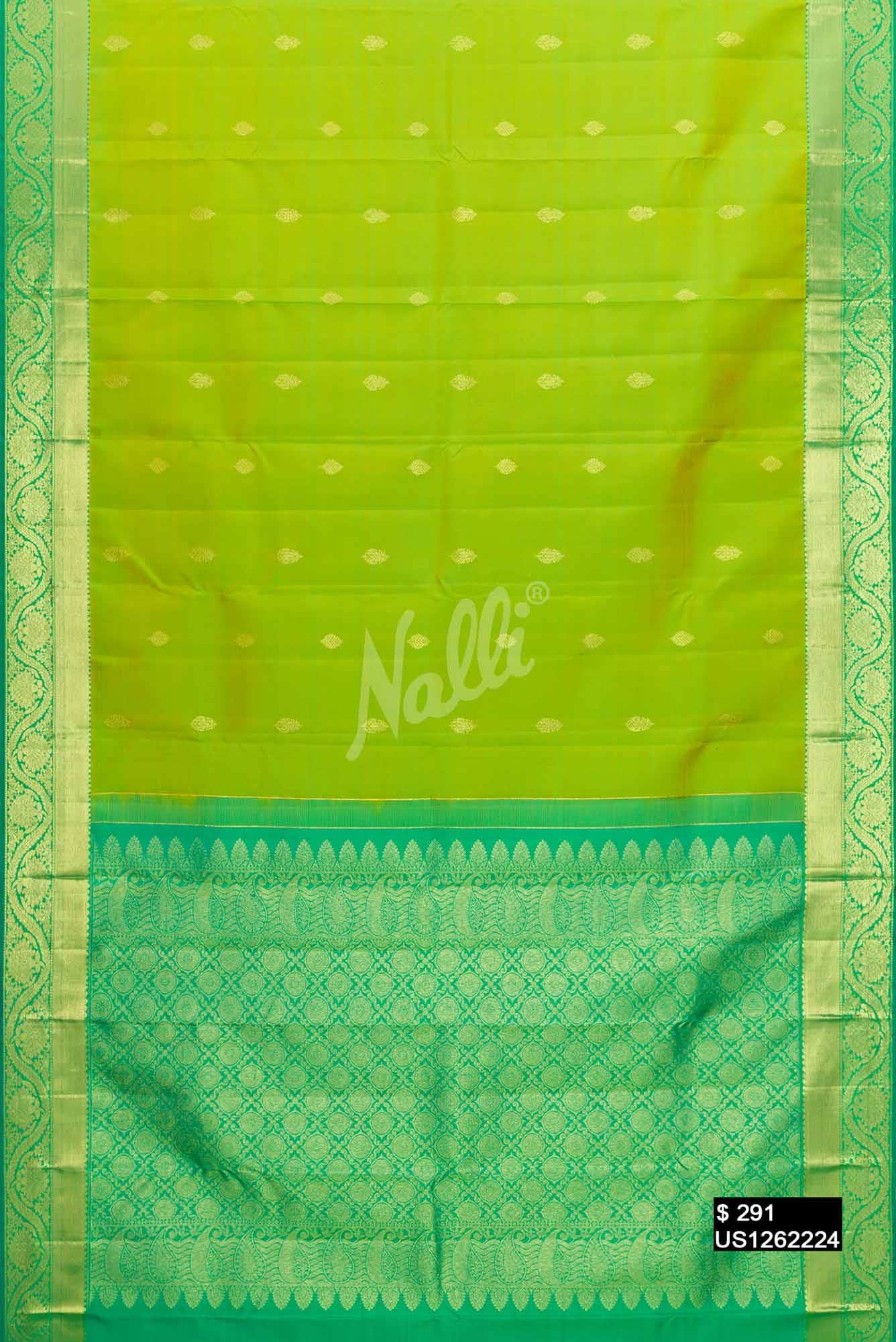 Parrot Green Kanchipuram Silk Saree