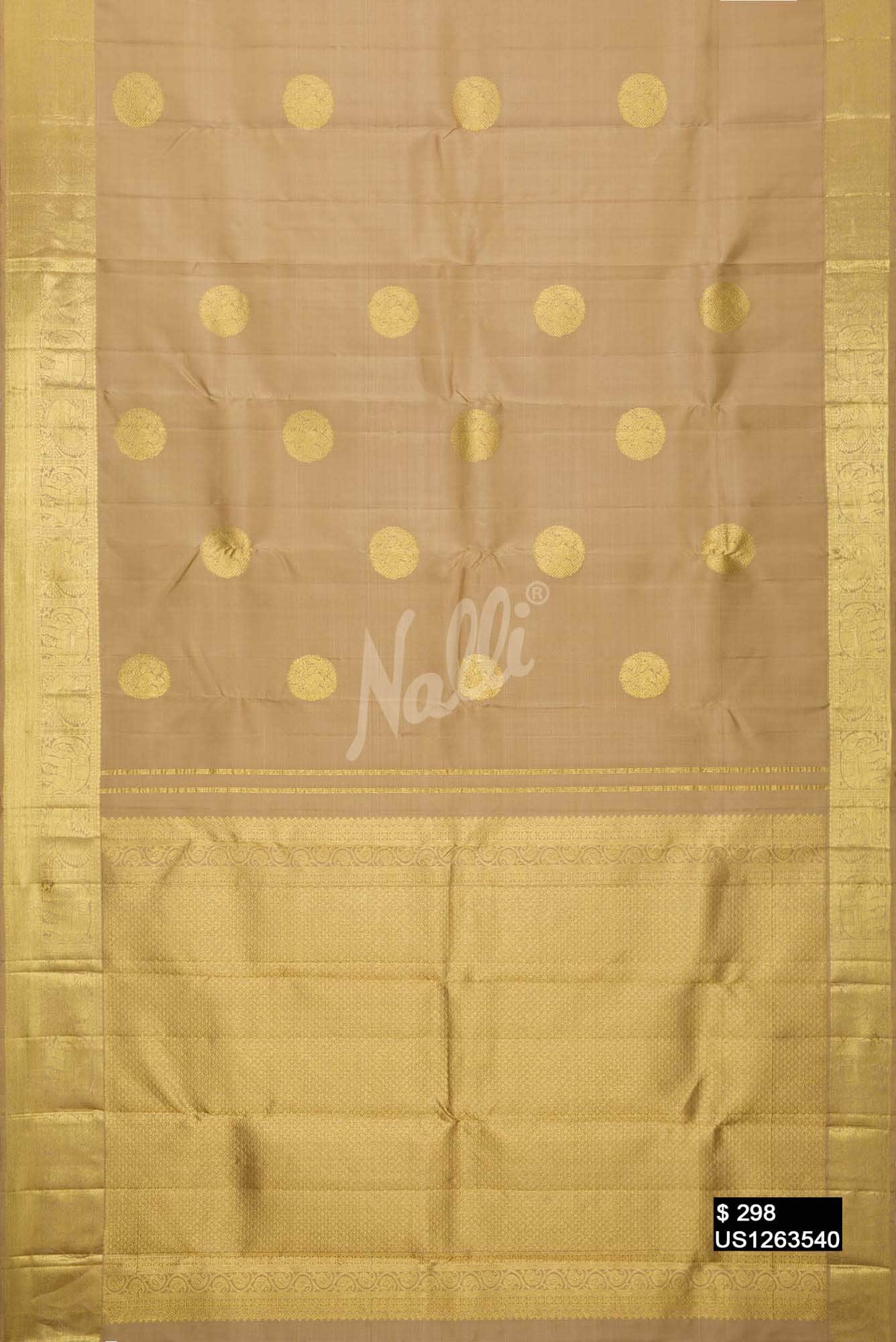 Beige Kanchipuram Silk Saree