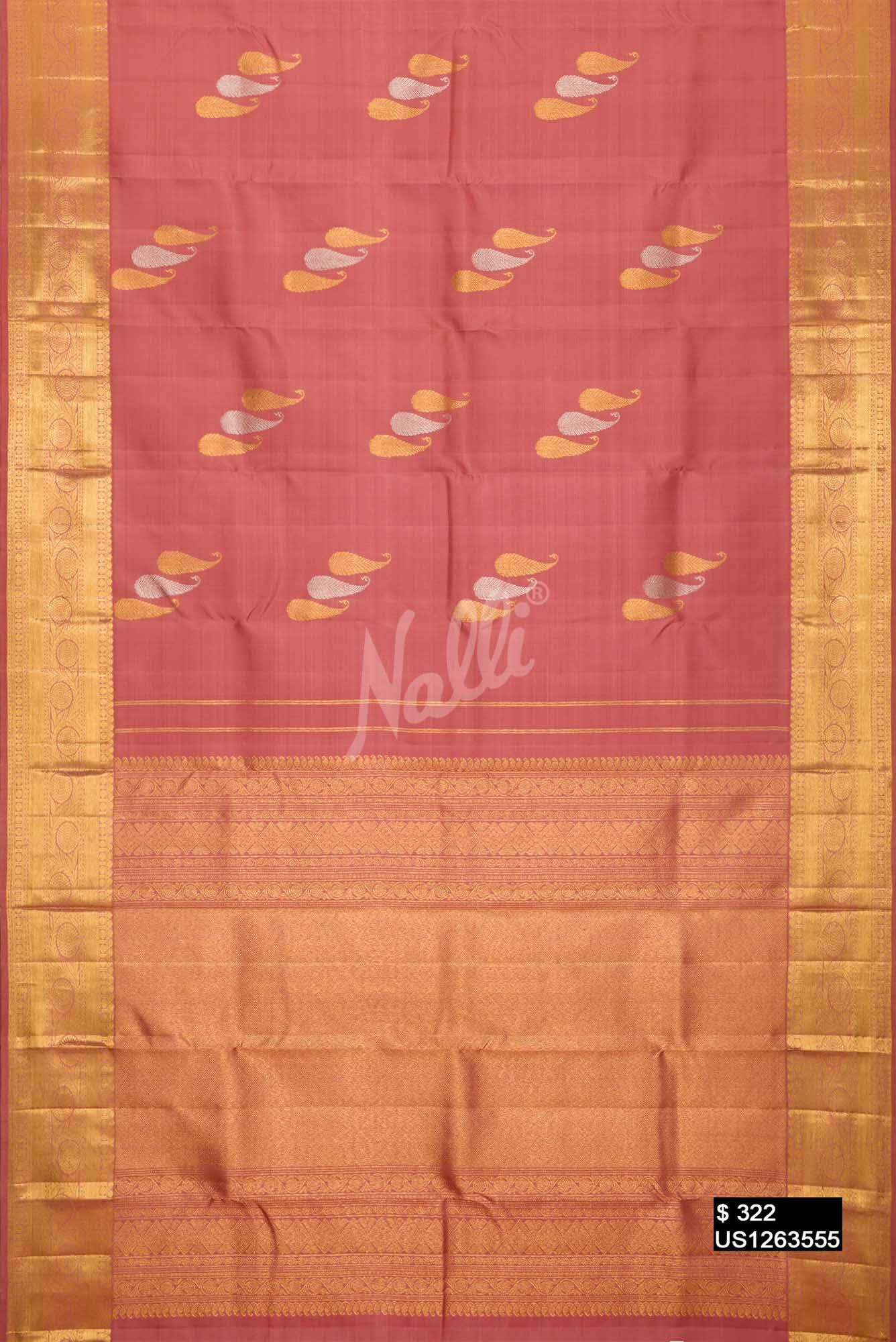 Rose Gold Kanchipuram Silk Saree
