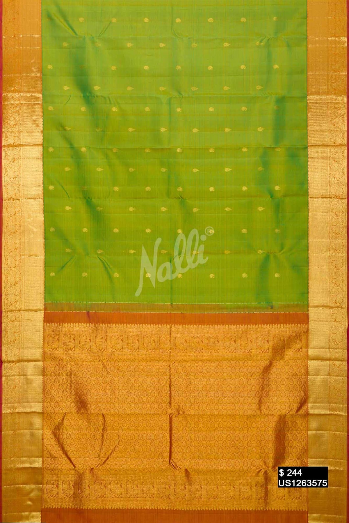 Parrot Green Kanchipuram Silk Saree