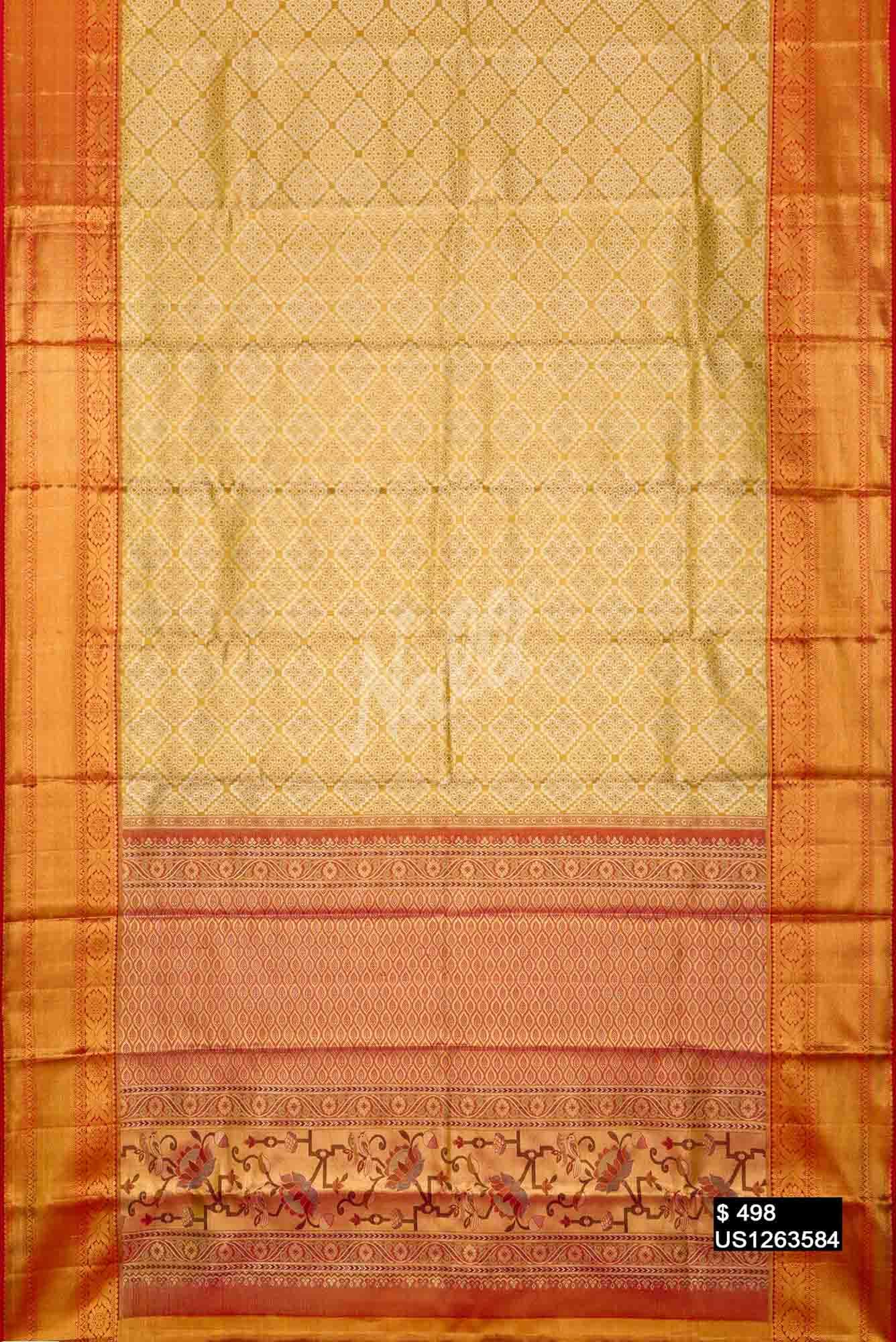 Gold Kanchipuram Tissue Silk Saree