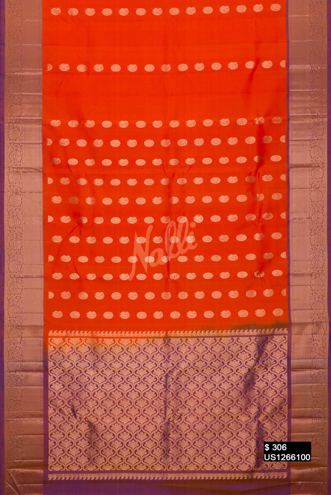 Orange Kanchipuram Silk Saree