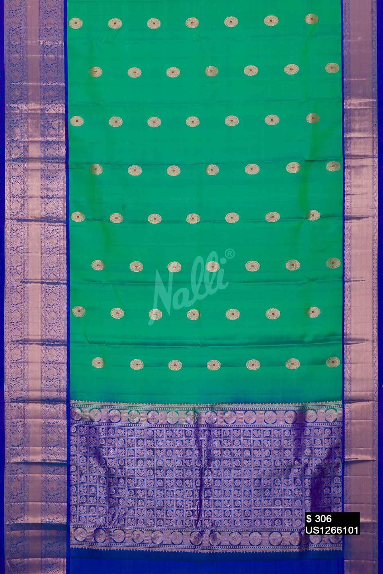 Sea Green Kanchipuram Silk Saree