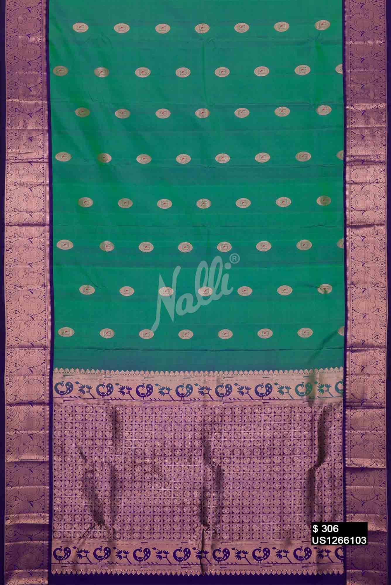 Sea Green Kanchipuram Silk Saree