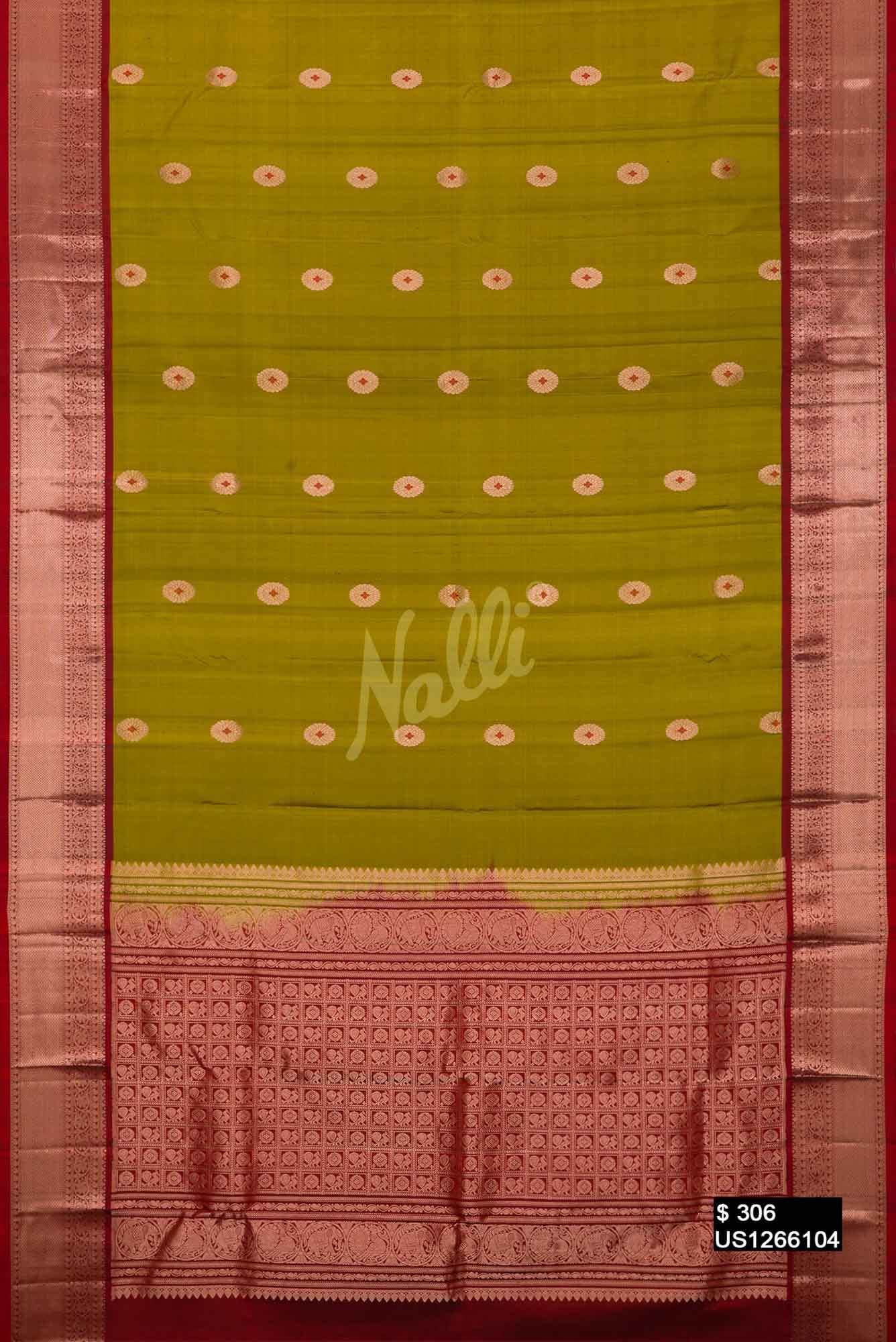 Mehandi Green Kanchipuram Silk Saree