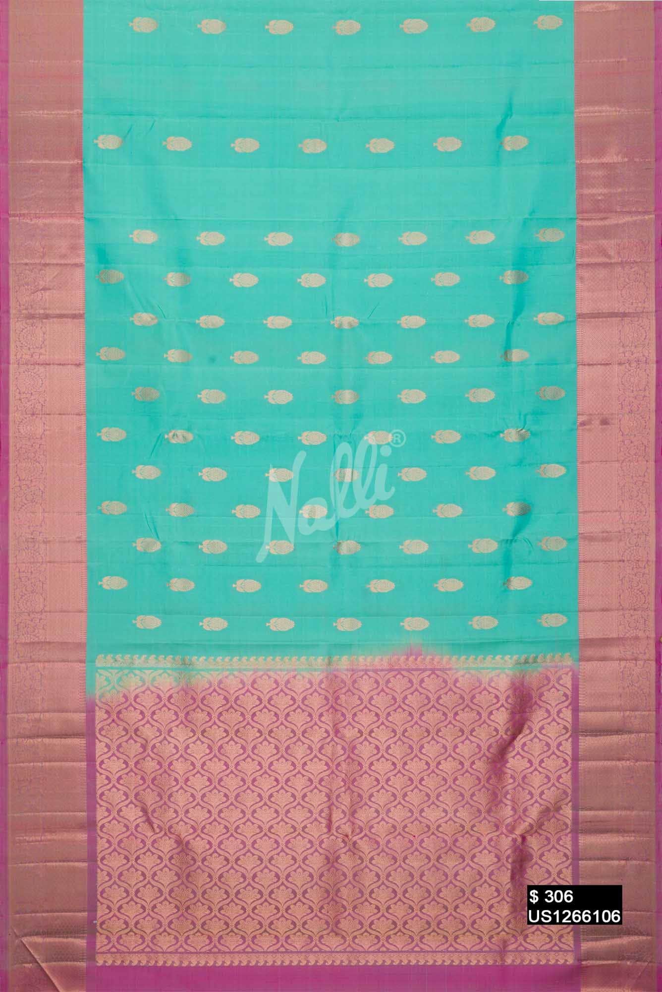 Sea Green Kanchipuram Silk Saree