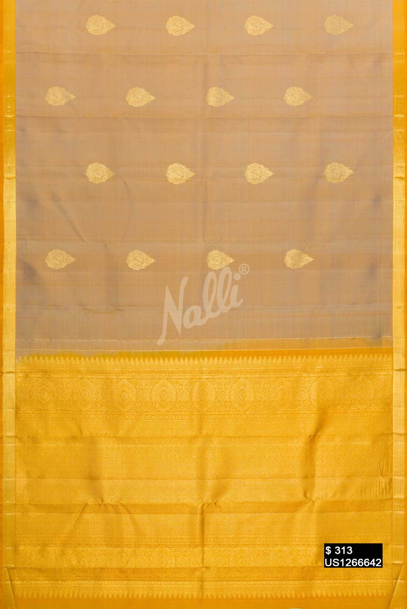 Beige Kanchipuram Silk Saree