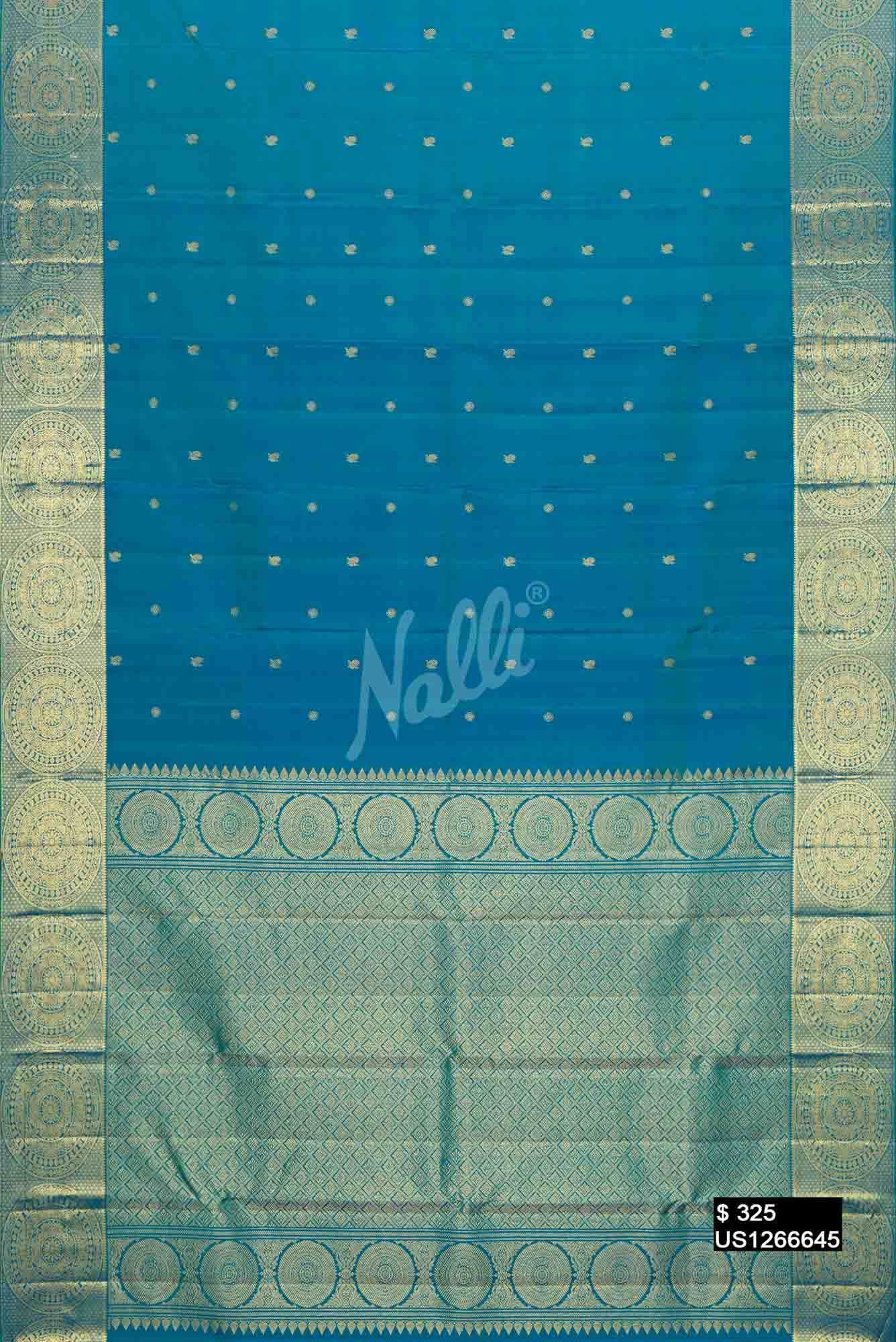 Peacock Blue Kanchipuram Silk Saree