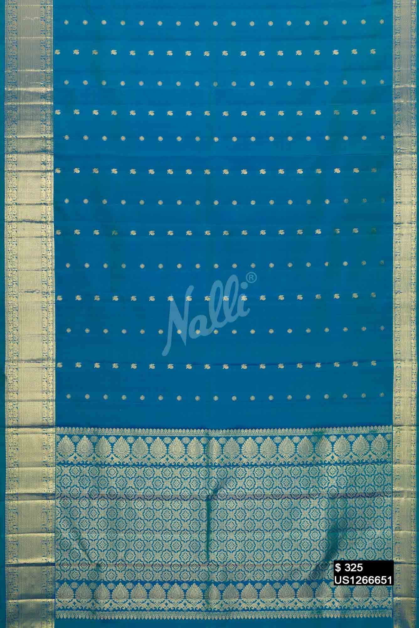 Peacock Blue Kanchipuram Silk Saree
