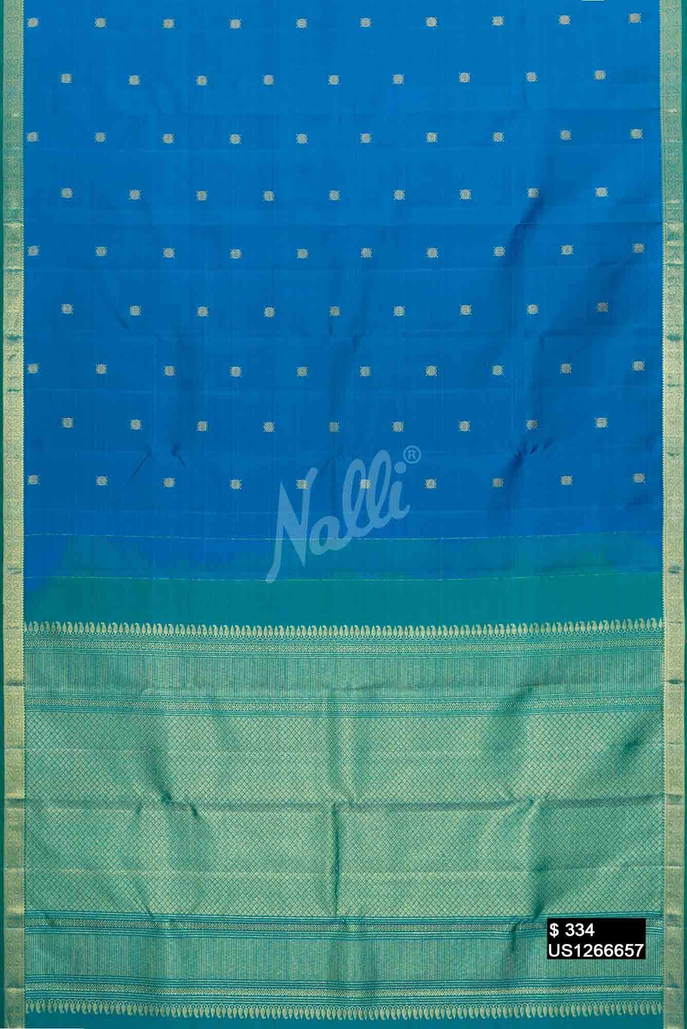 Peacock Blue Kanchipuram Silk Saree