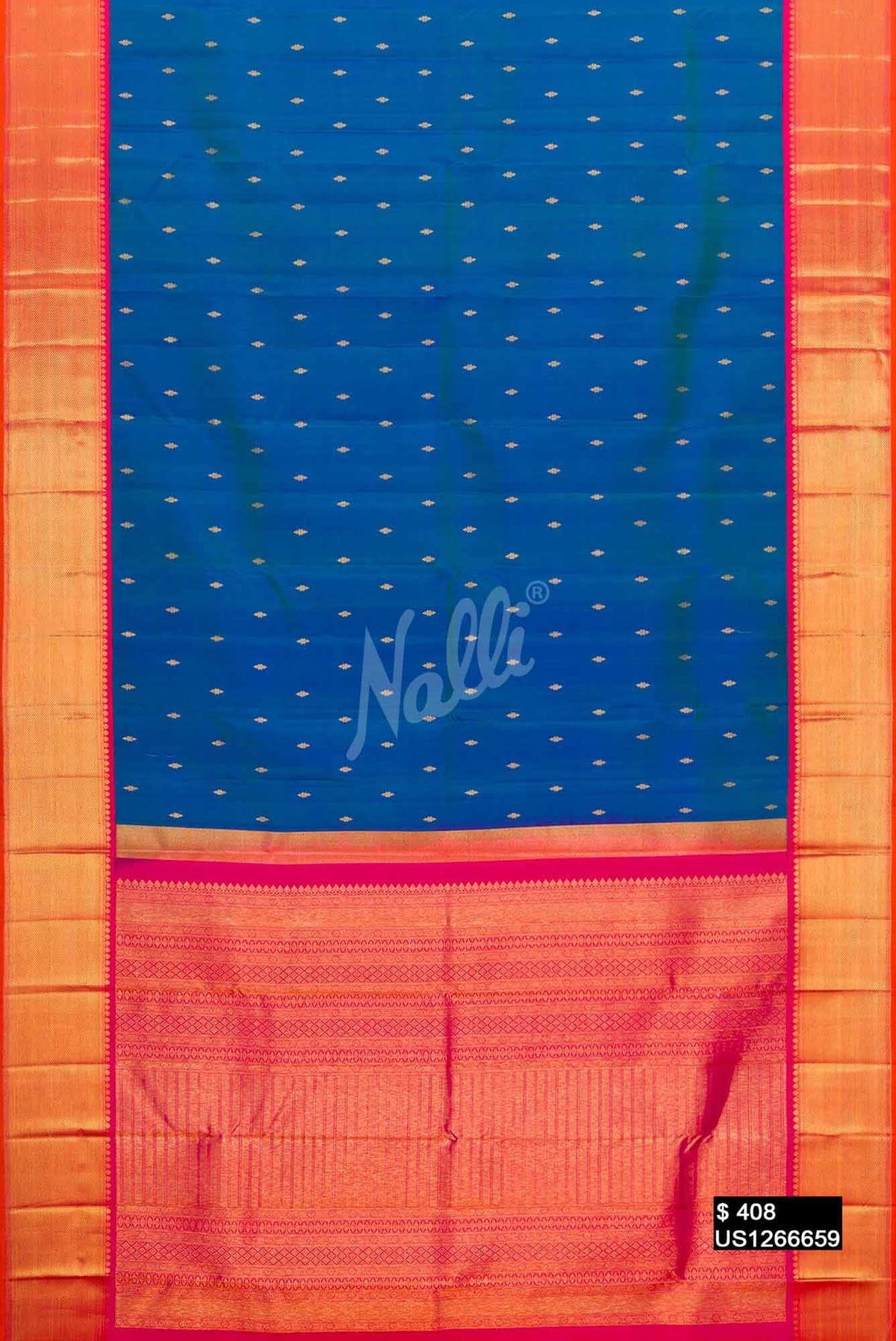 Peacock Blue Kanchipuram Silk Saree
