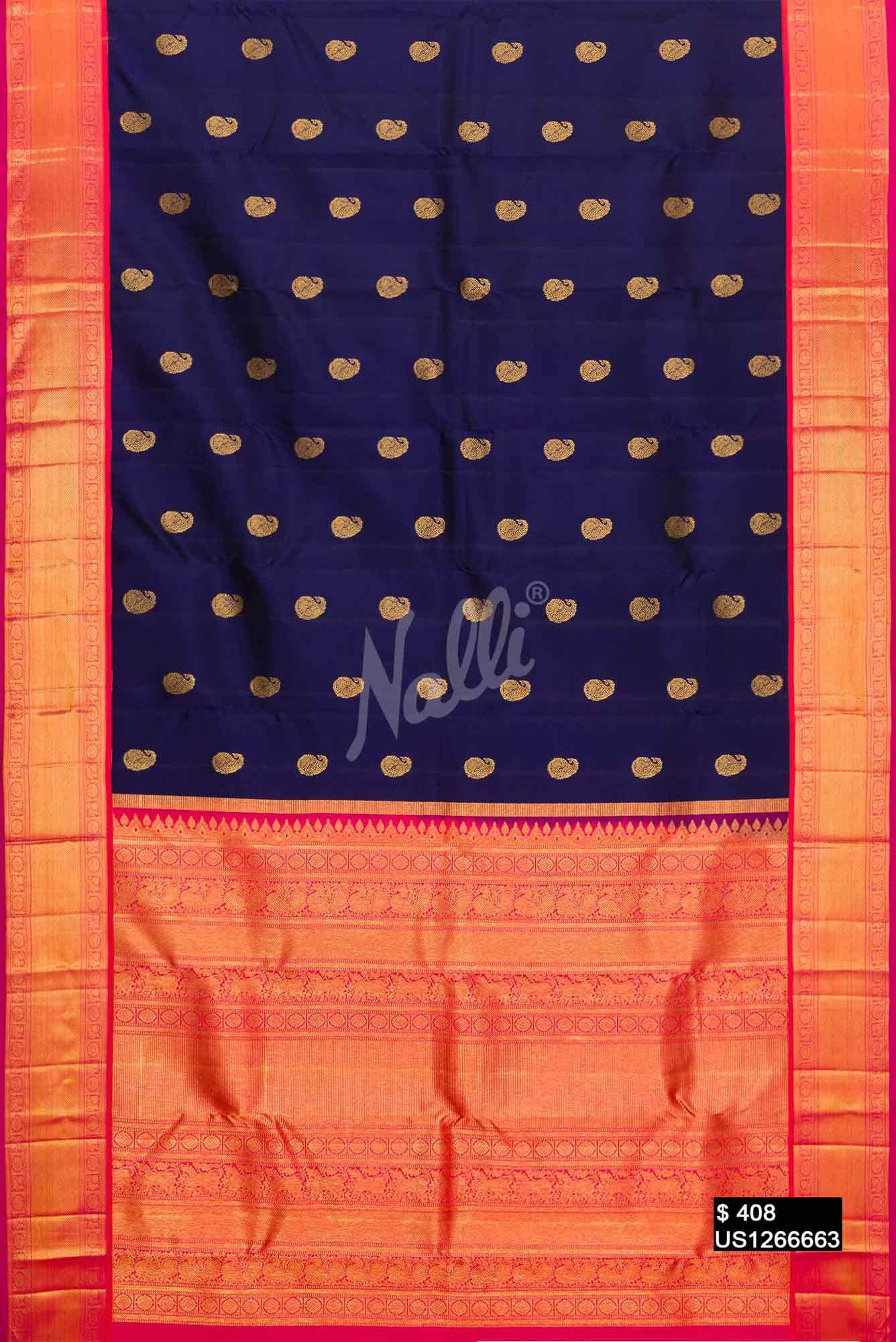 Navy Blue Kanchipuram Silk Saree