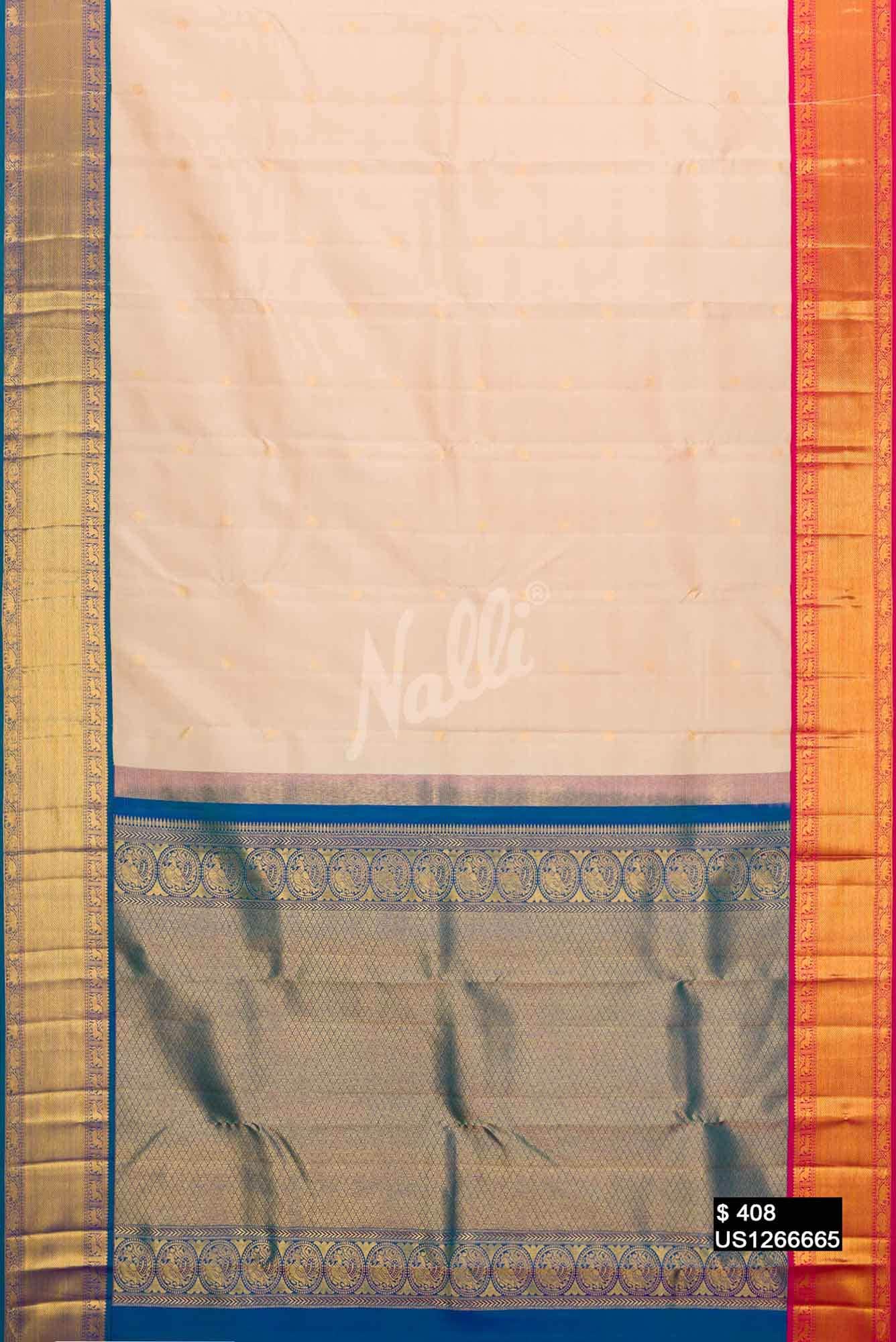 Cream Kanchipuram Silk Saree
