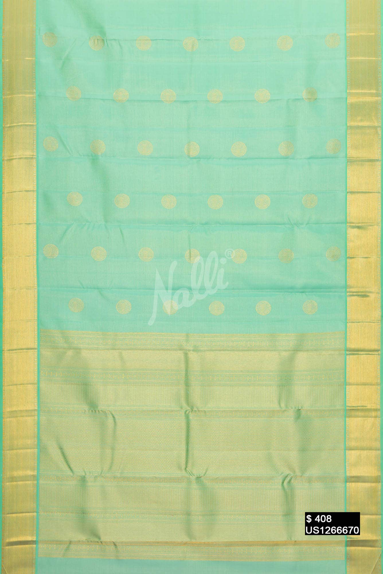 Sea Green Kanchipuram Silk Saree