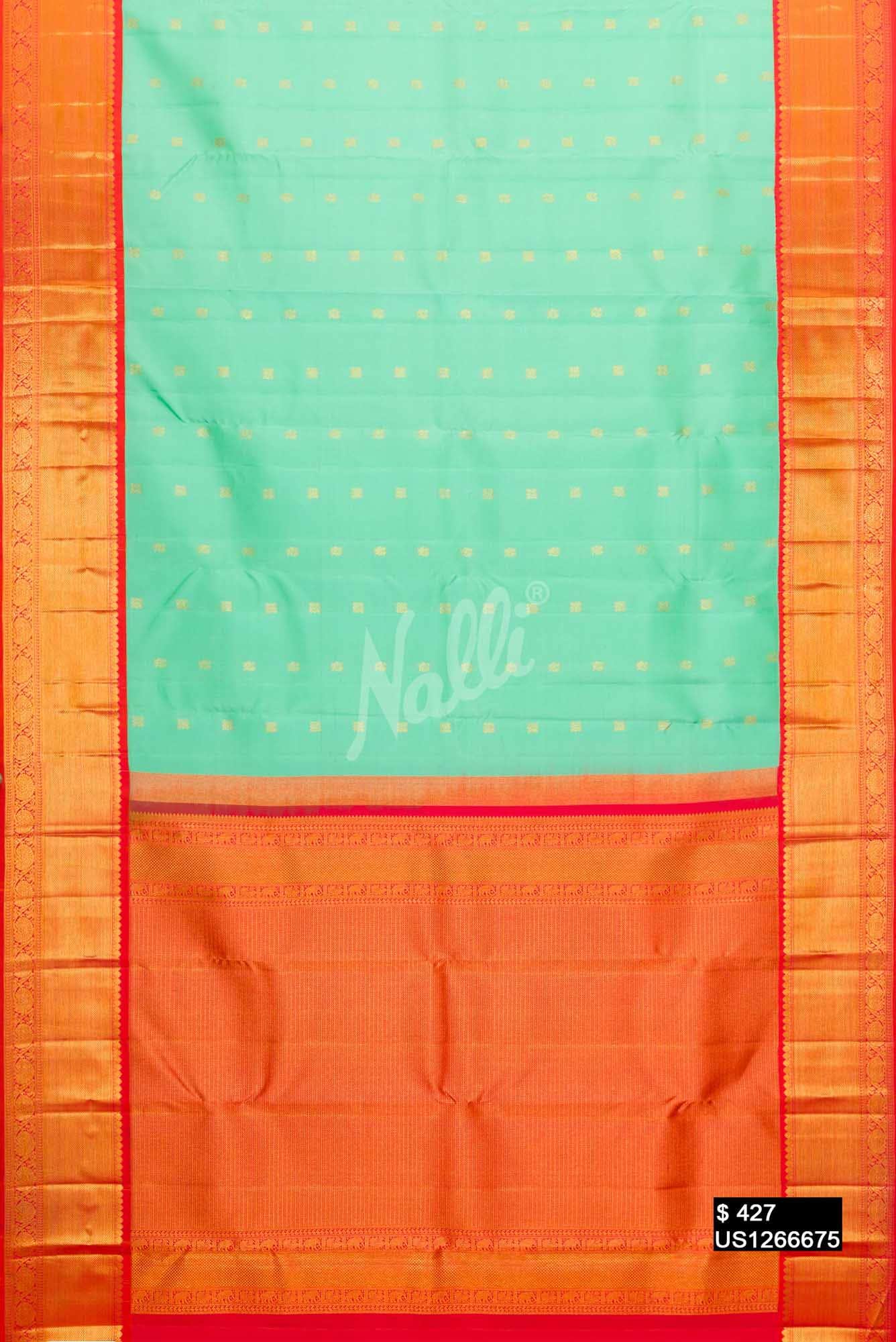 Sea Green Kanchipuram Silk Saree