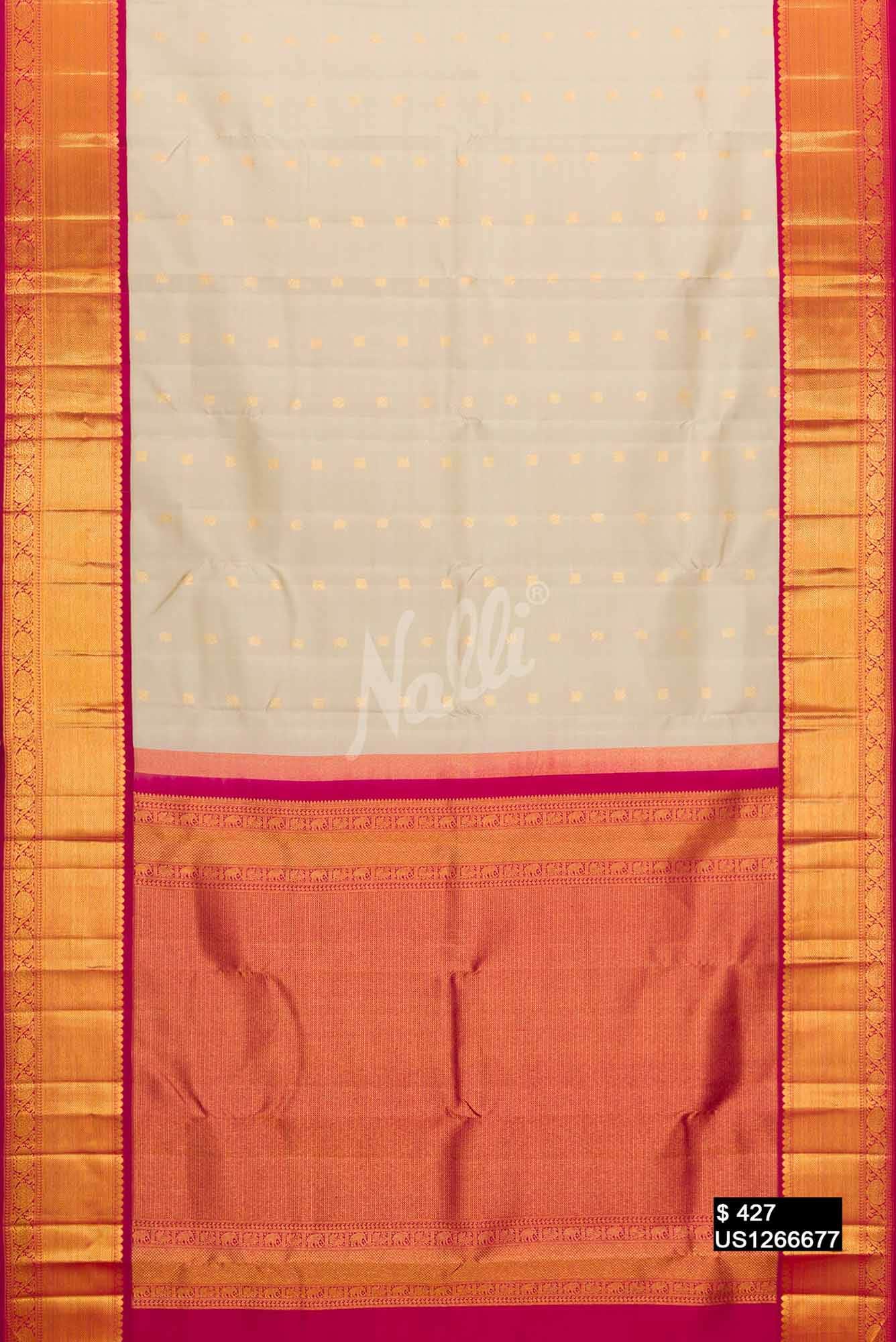 Beige Kanchipuram Silk Saree
