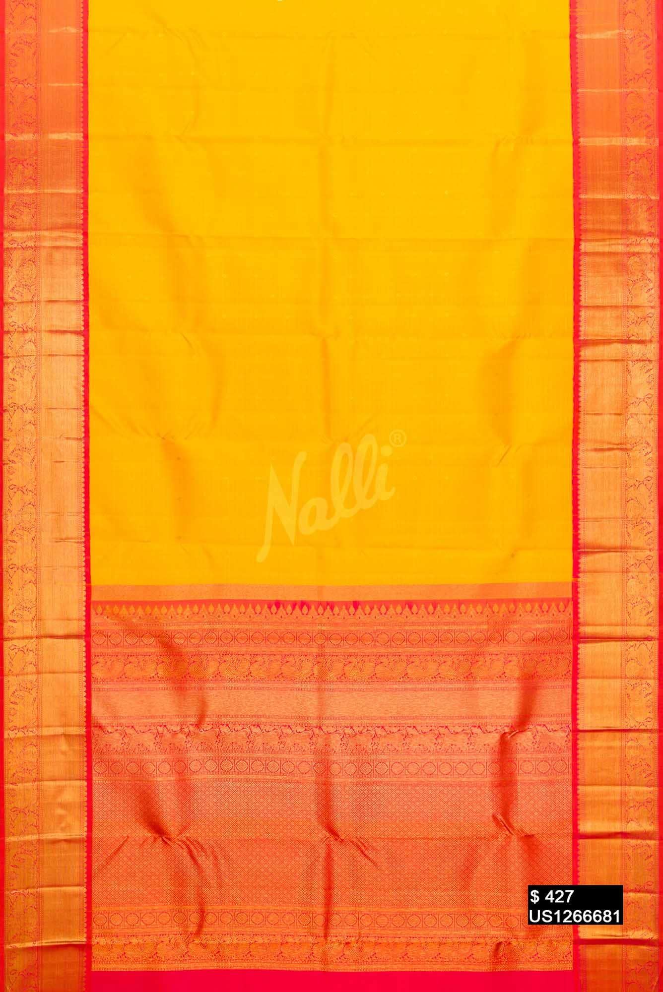Yellow Kanchipuram Silk Saree