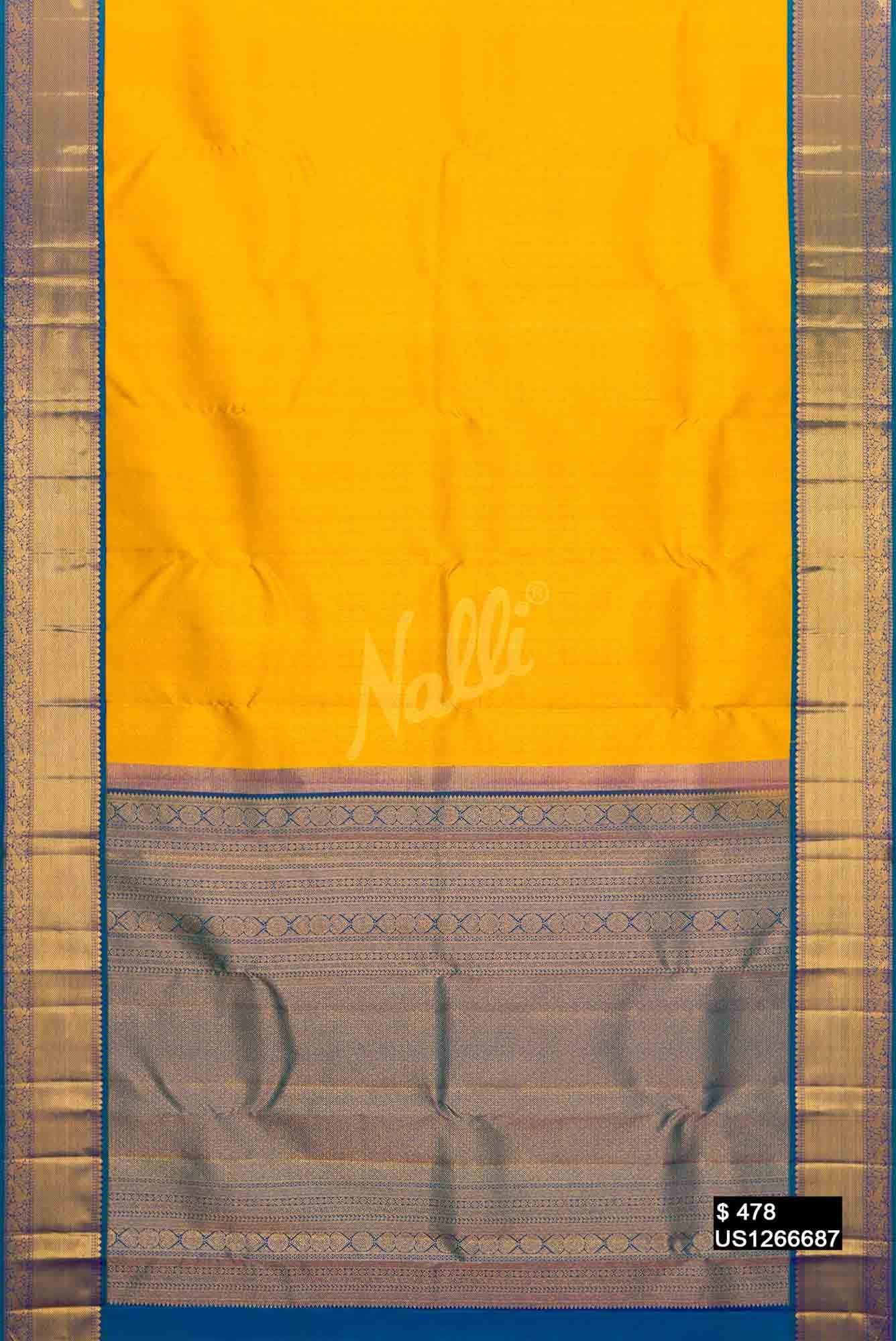 Yellow Kanchipuram Silk Saree
