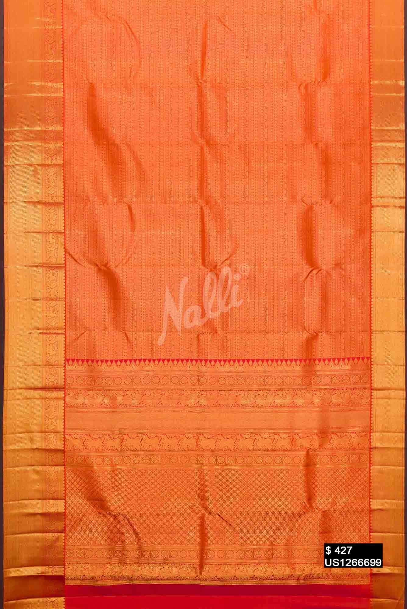 Orange Kanchipuram Silk Saree