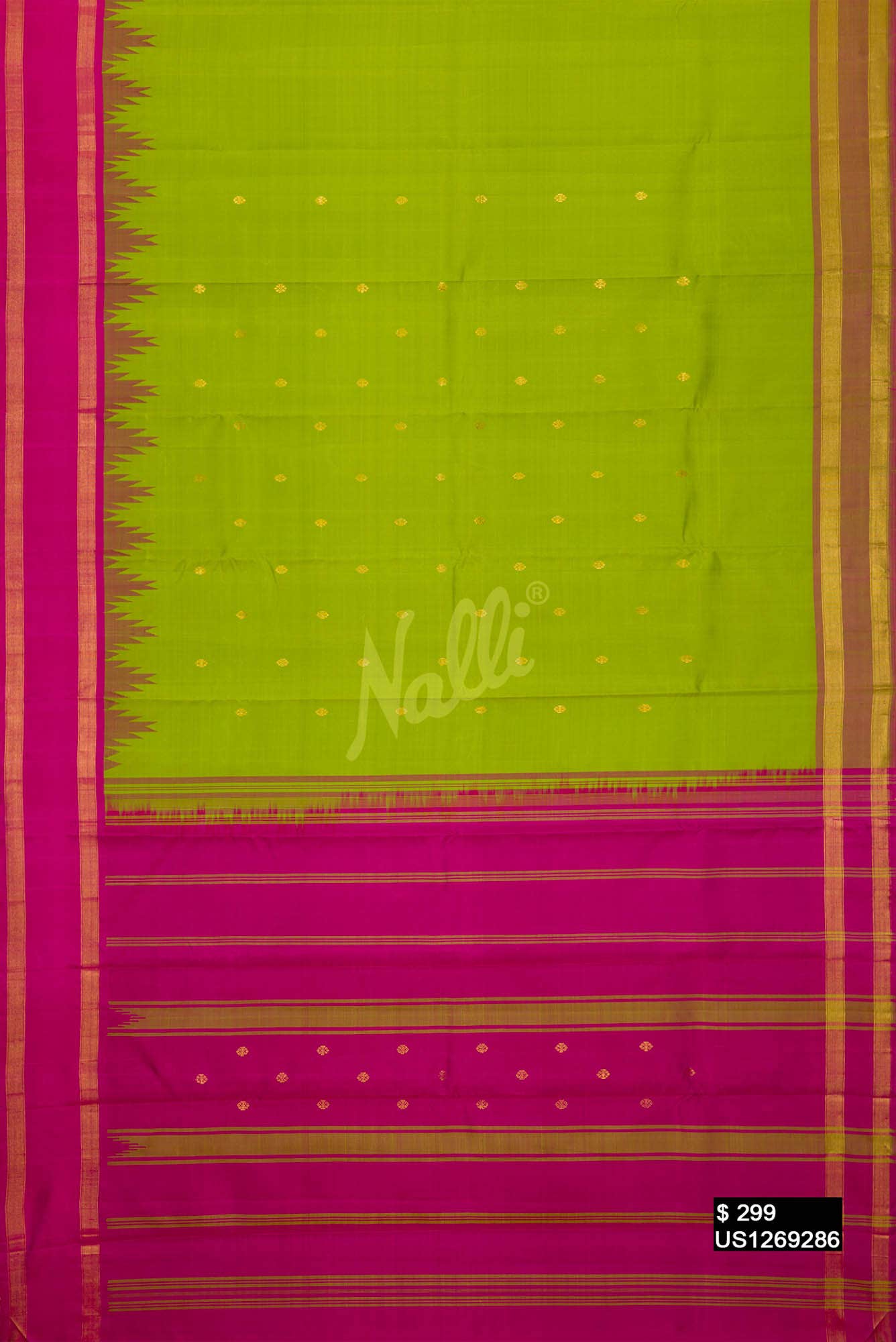 Parrot Green Kanchipuram Silk Saree