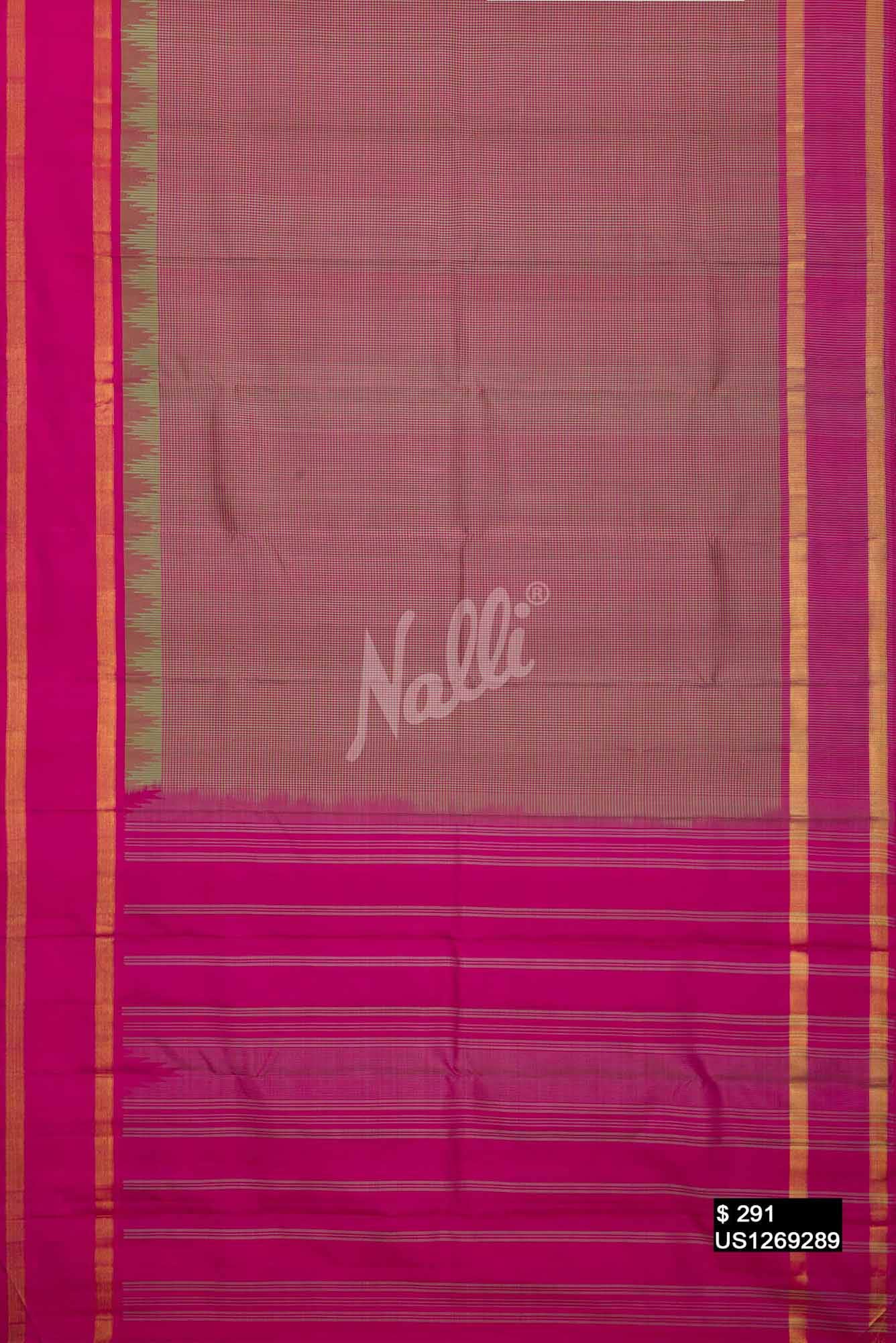 Pink and Green Kanchipuram Silk Saree