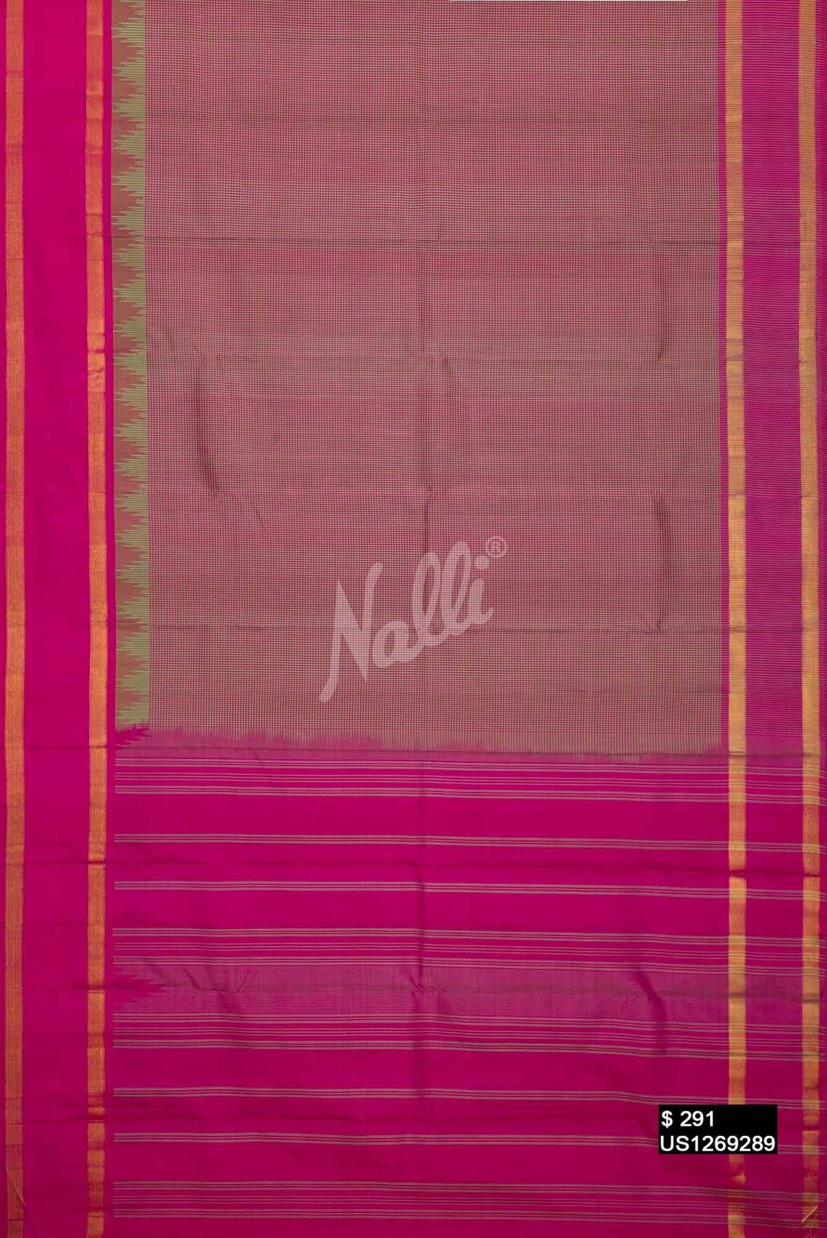 Pink and Green Kanchipuram Silk Saree