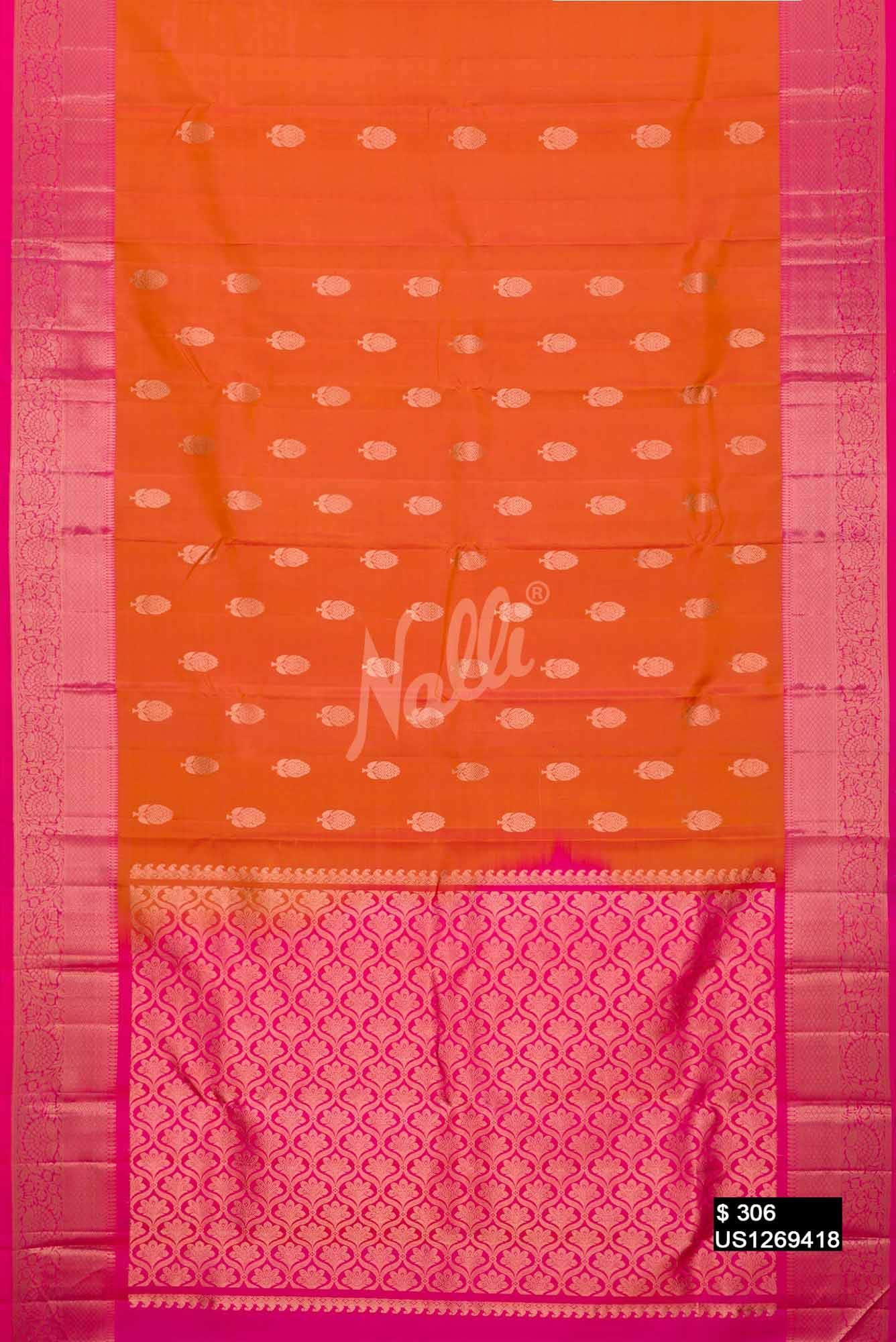 Orange Kanchipuram Silk Saree