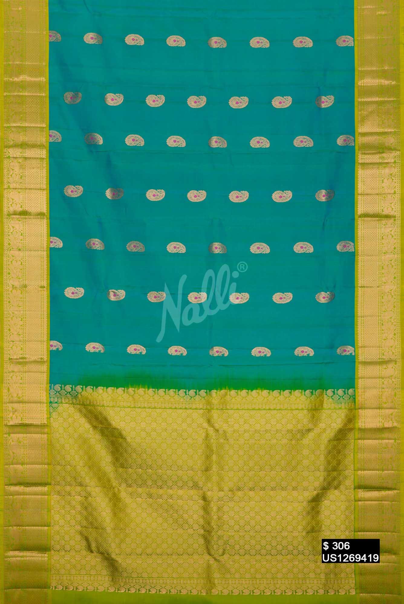 Sky Blue Kanchipuram Silk Saree