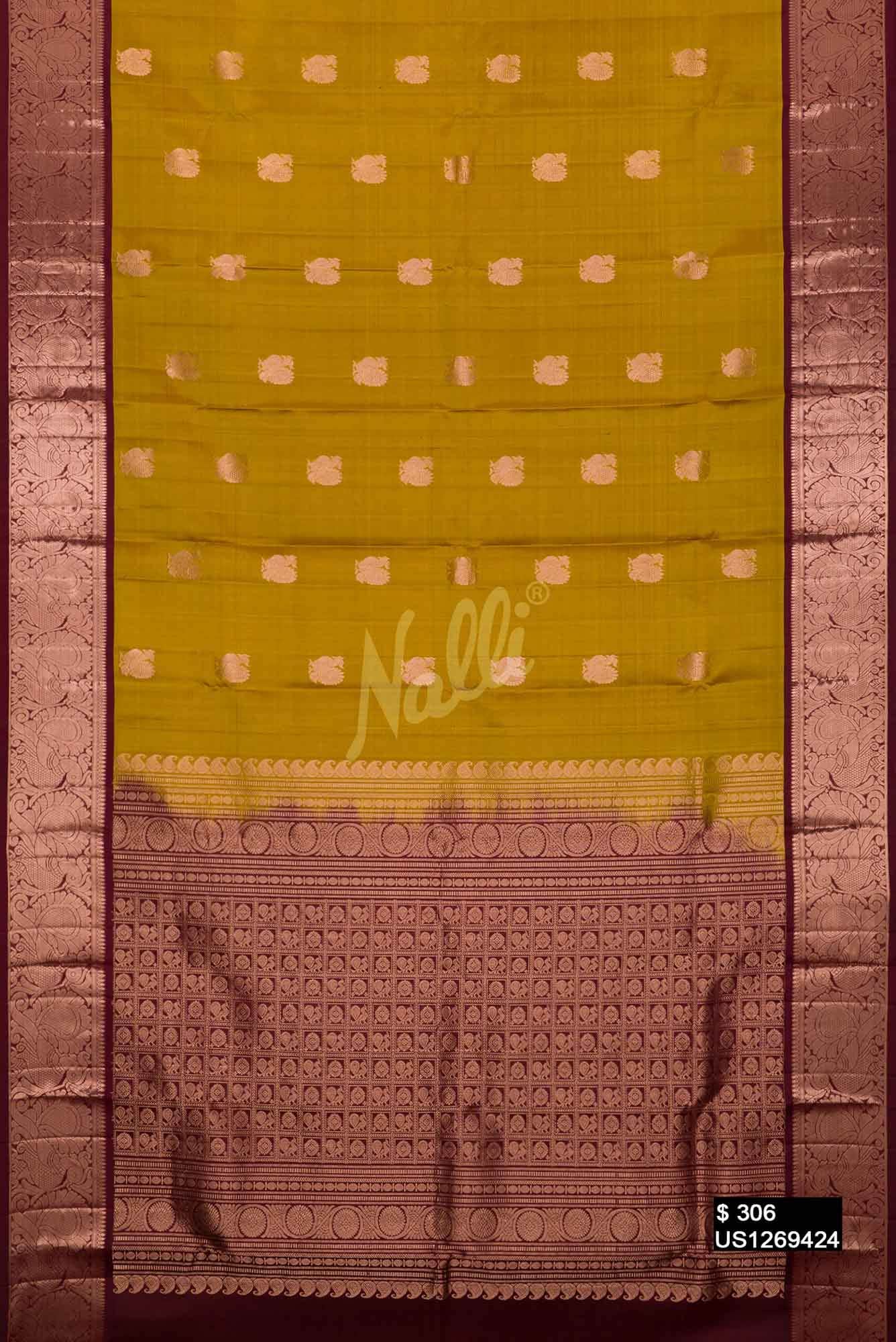 Mehandi Green Kanchipuram Silk Saree