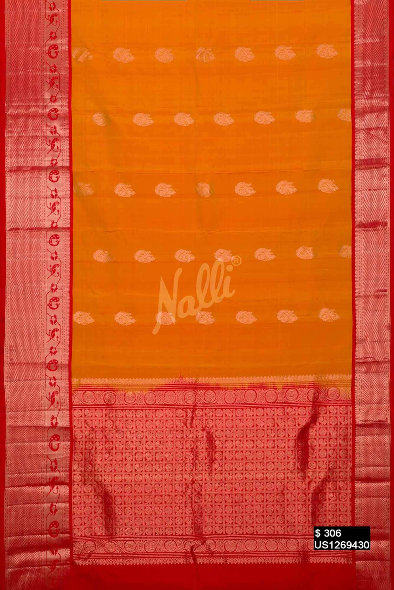 Mustard Kanchipuram Silk Saree