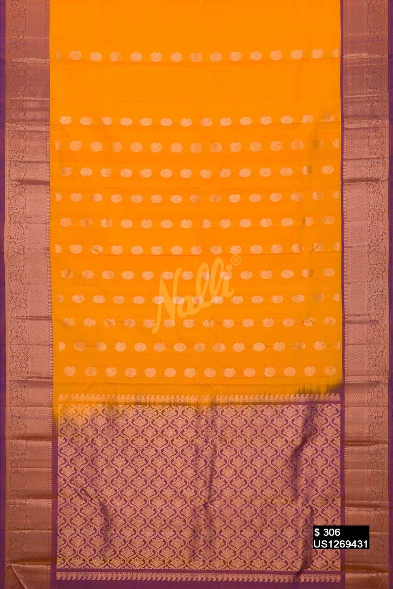 Yellow Kanchipuram Silk Saree