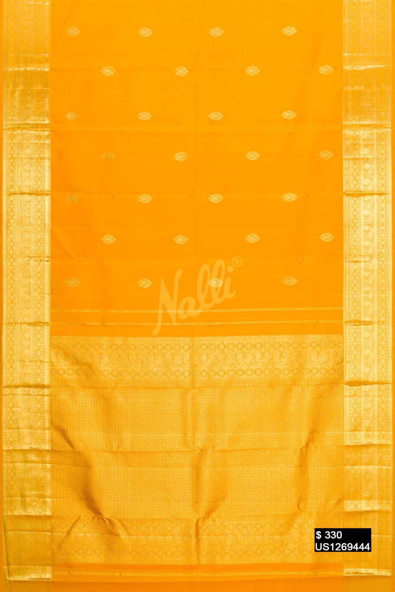 Mustard Kanchipuram Silk Saree