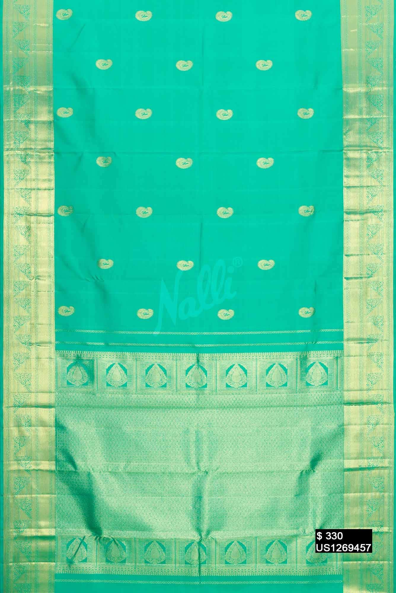 Sea Green Kanchipuram Silk Saree