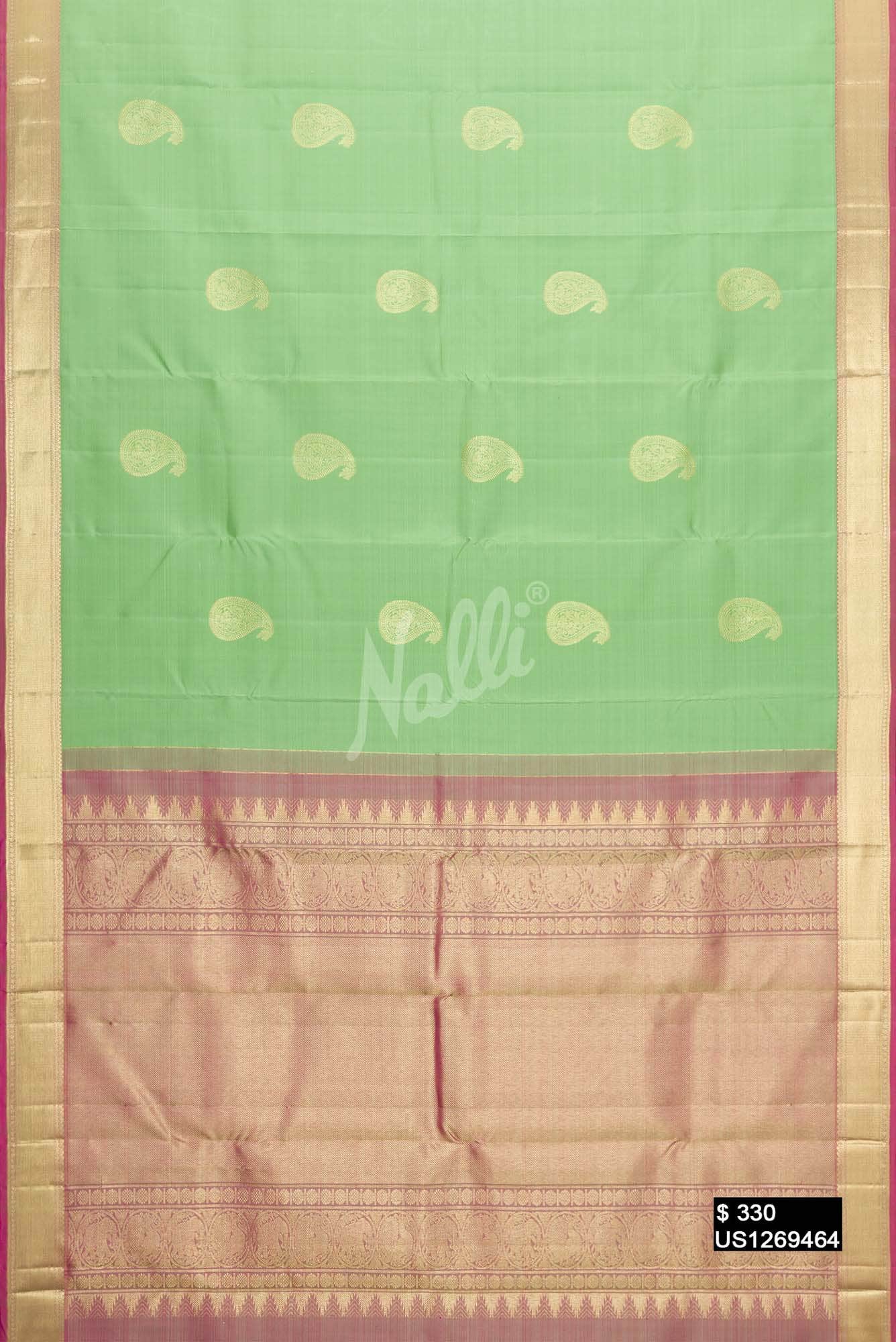 Pista Green Kanchipuram Silk Saree