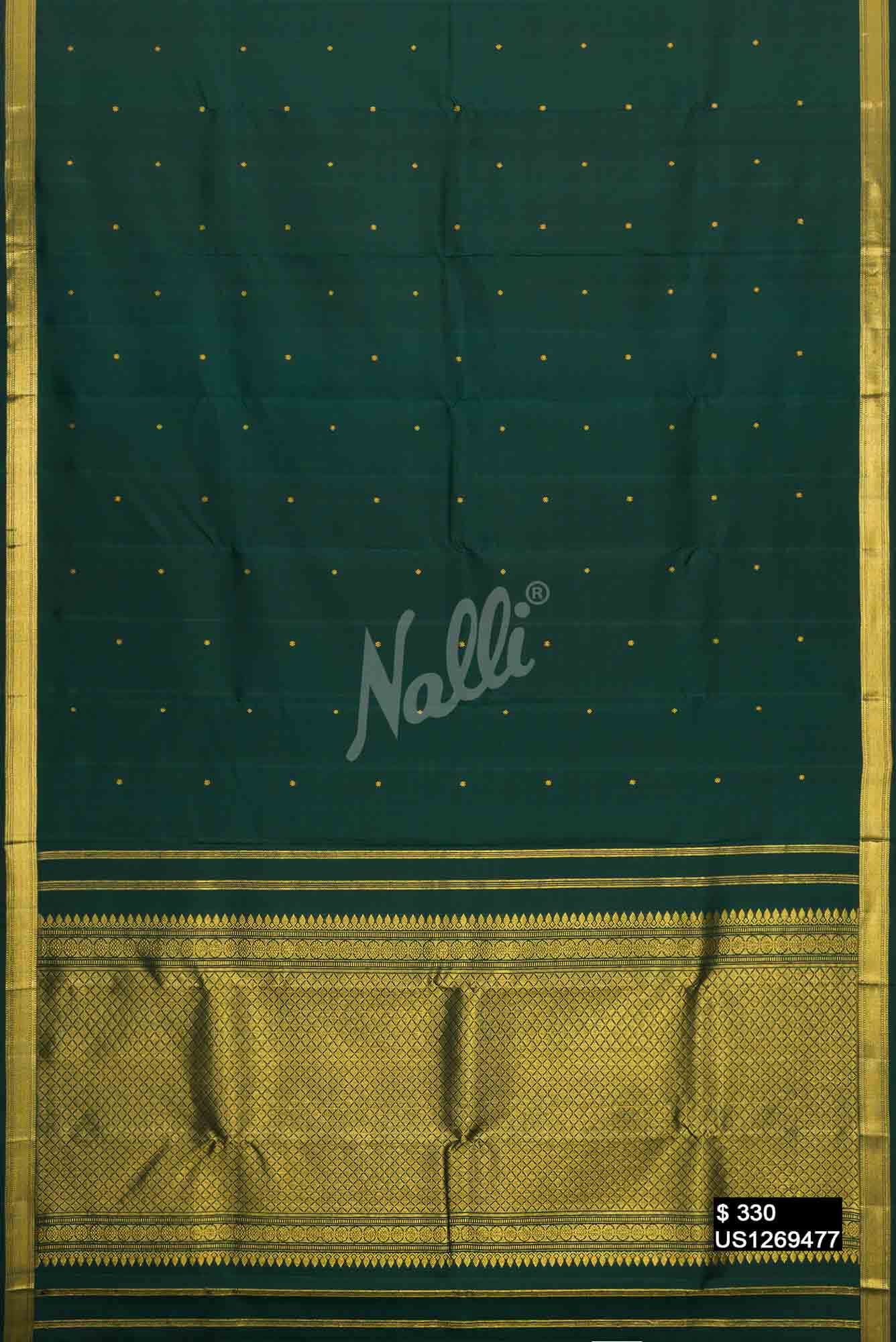 Bottle Green Kanchipuram Silk Saree