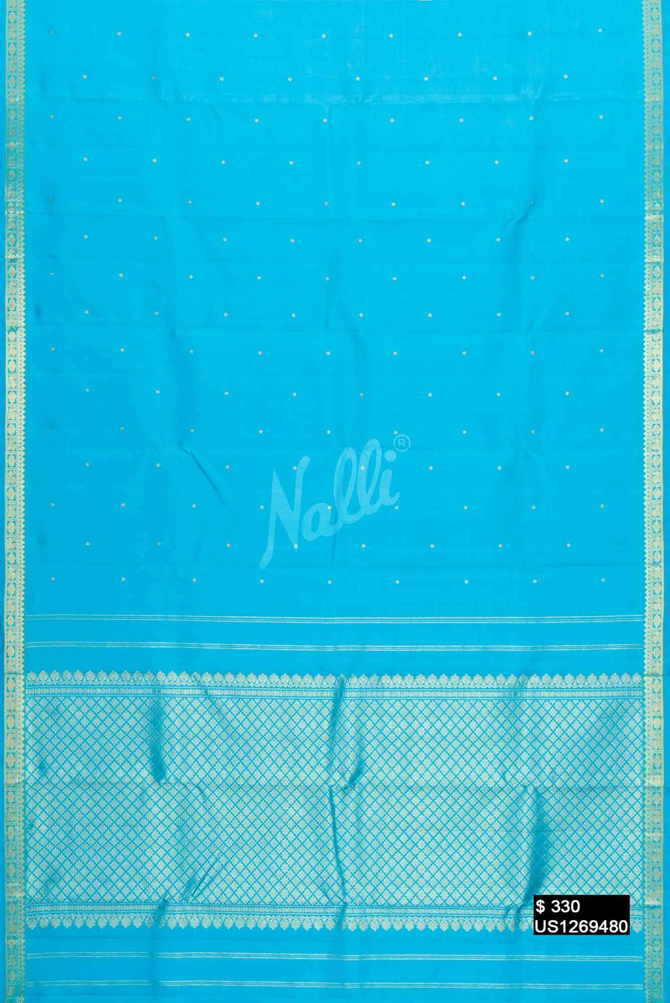 Sky Blue Kanchipuram Silk Saree