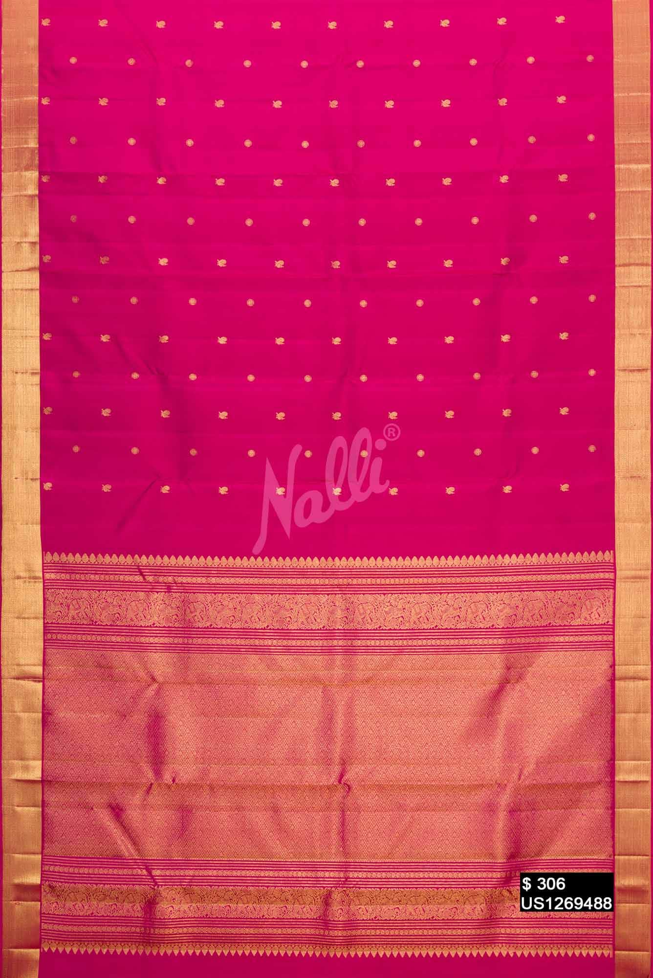 Dark Pink Kanchipuram Silk Saree