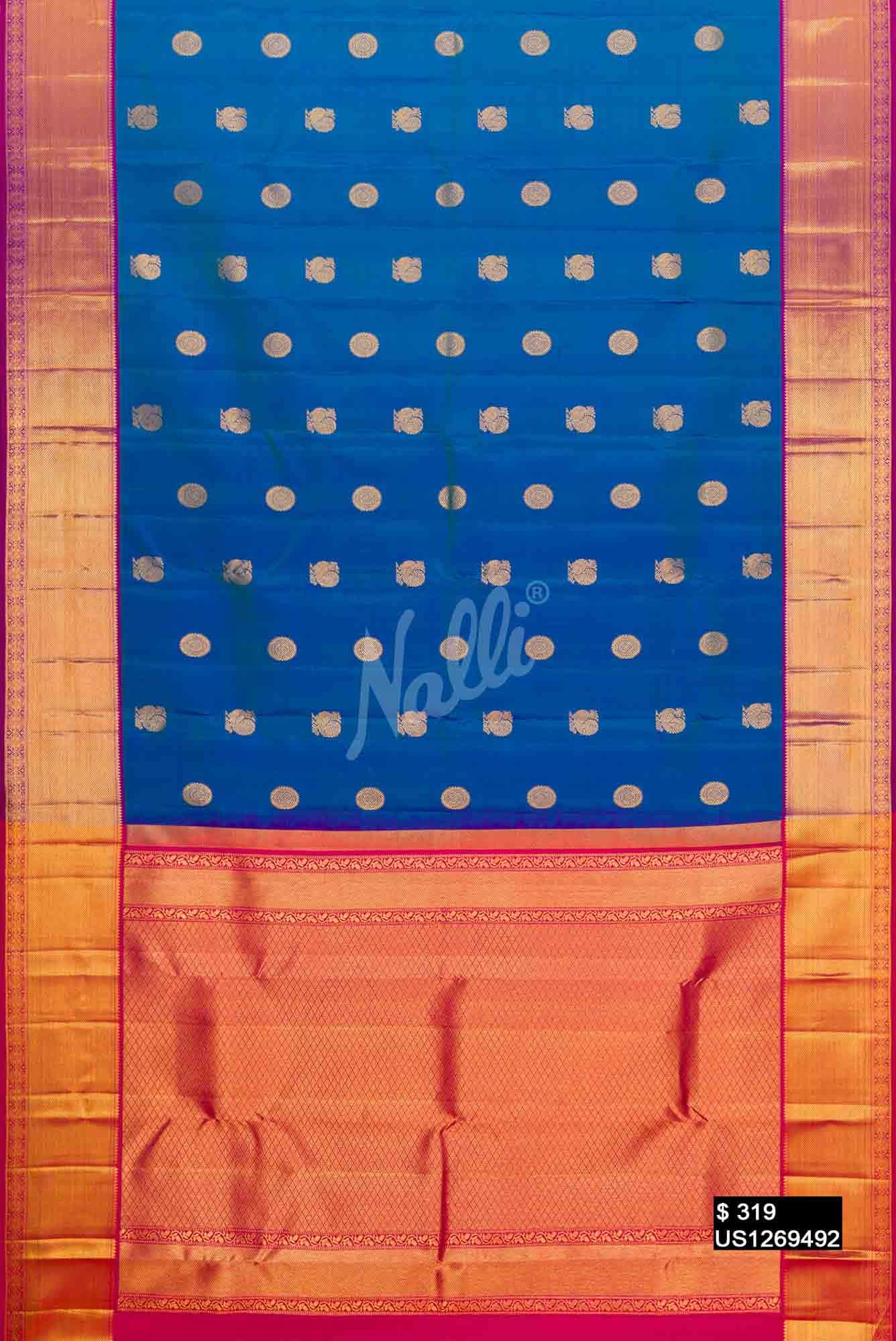 Peacock Blue Kanchipuram Silk Saree