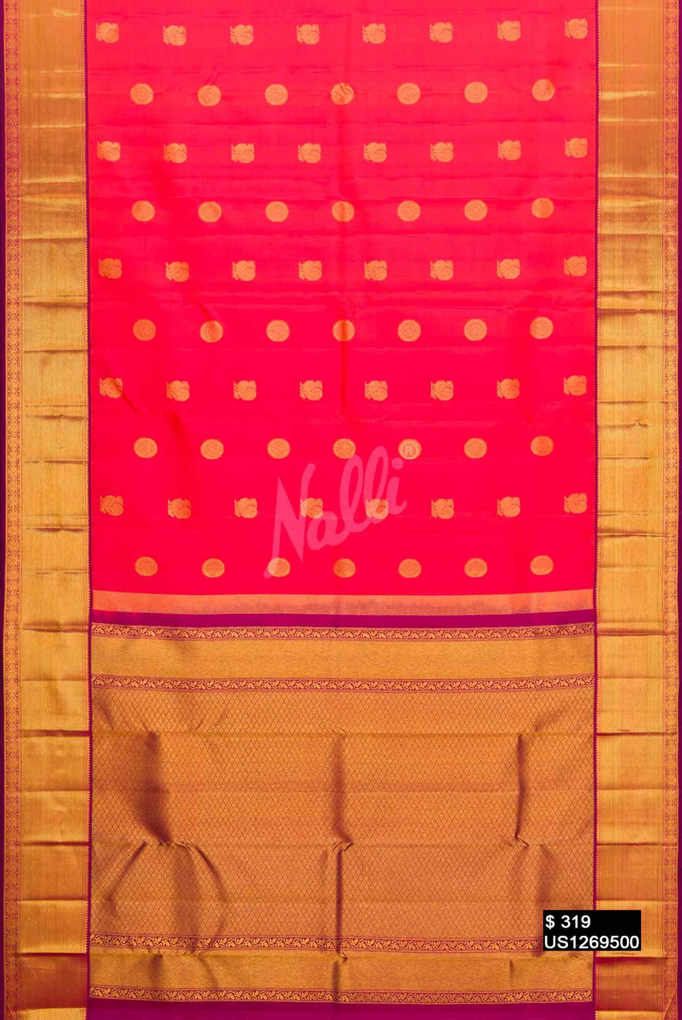 Brick Orange Kanchipuram Silk Saree