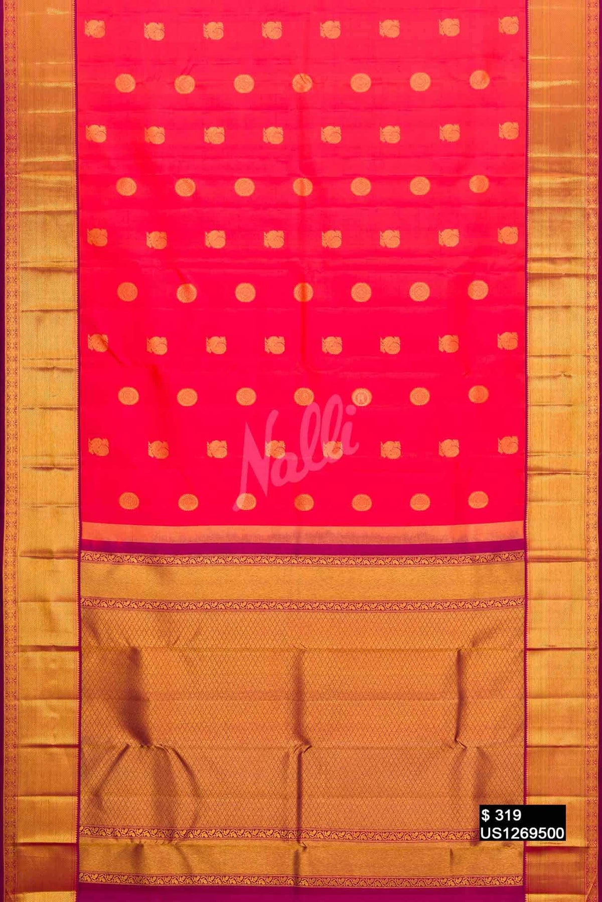 Brick Orange Kanchipuram Silk Saree
