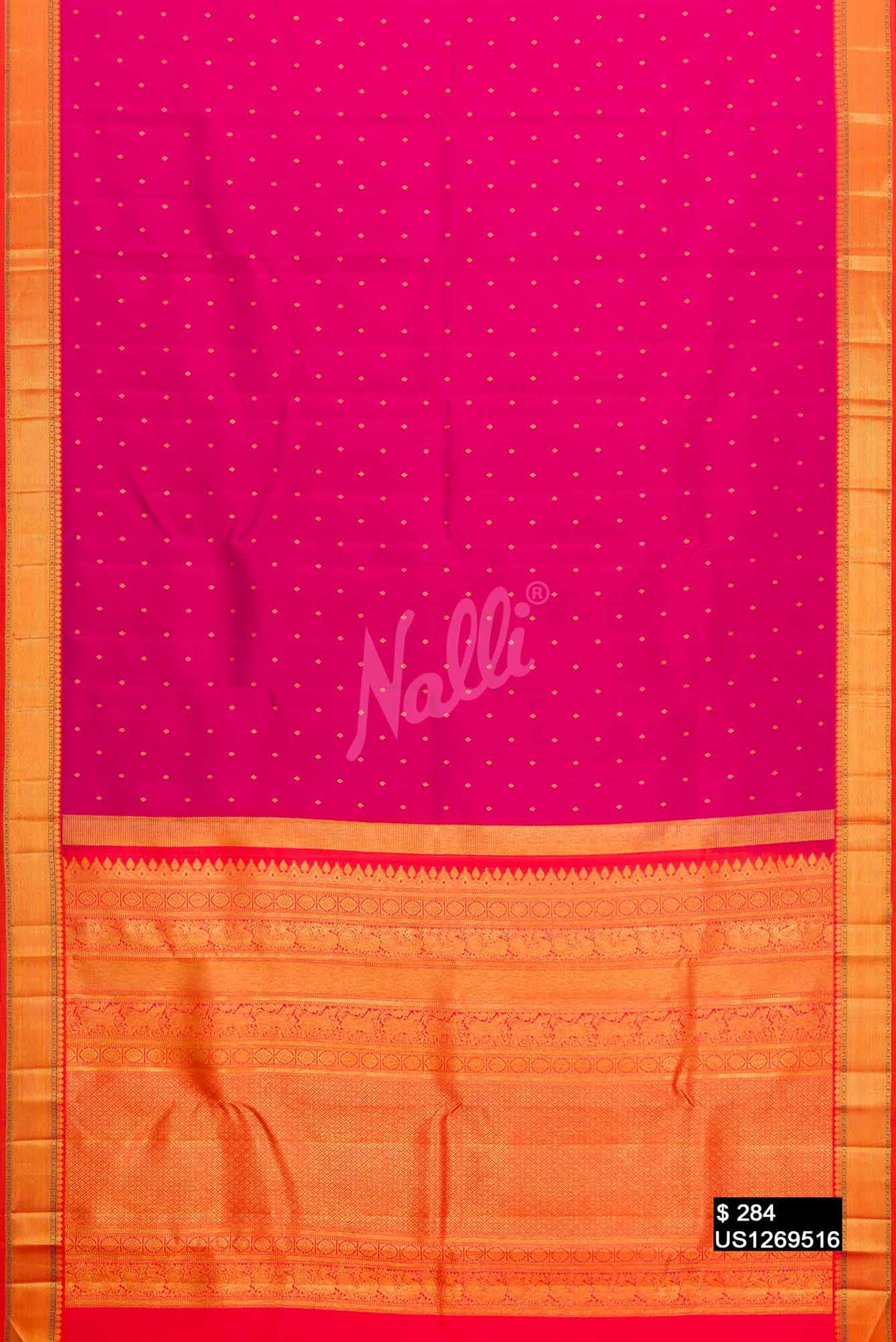 Dark Pink Kanchipuram Silk Saree