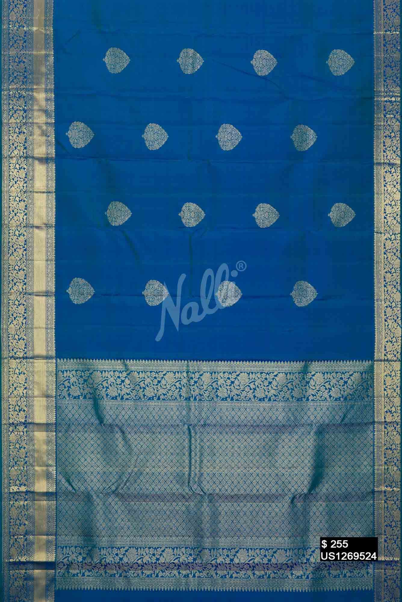 Peacock Blue Kanchipuram Silk Saree